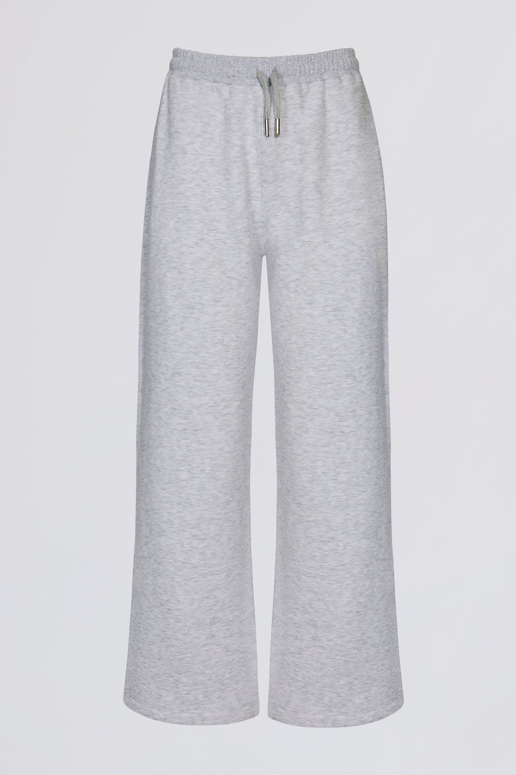 Premium Brushed Jersey Wide-Leg Joggers in Grey Marl