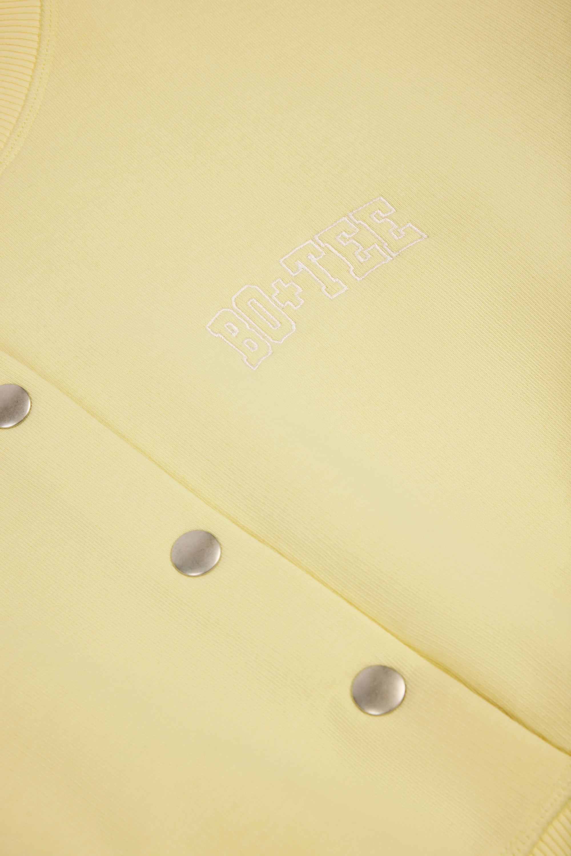 Premium Brushed Jersey Button-Up Cropped Cardigan in Soft Yellow