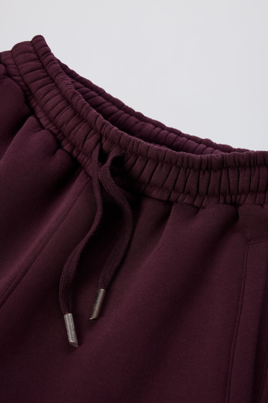 Brushed Cotton Jersey Mid-Rise Relaxed Joggers in Burgundy