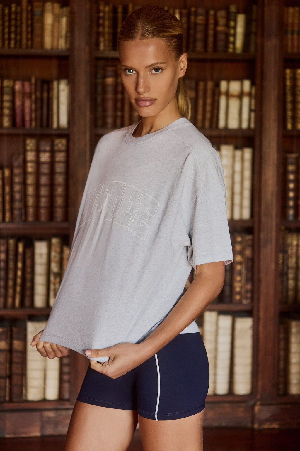 Oversized Cotton-Jersey T-Shirt in Grey Marl