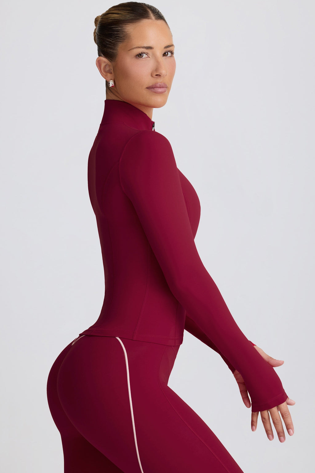 Soft Active Zip-Up Jacket in Burgundy