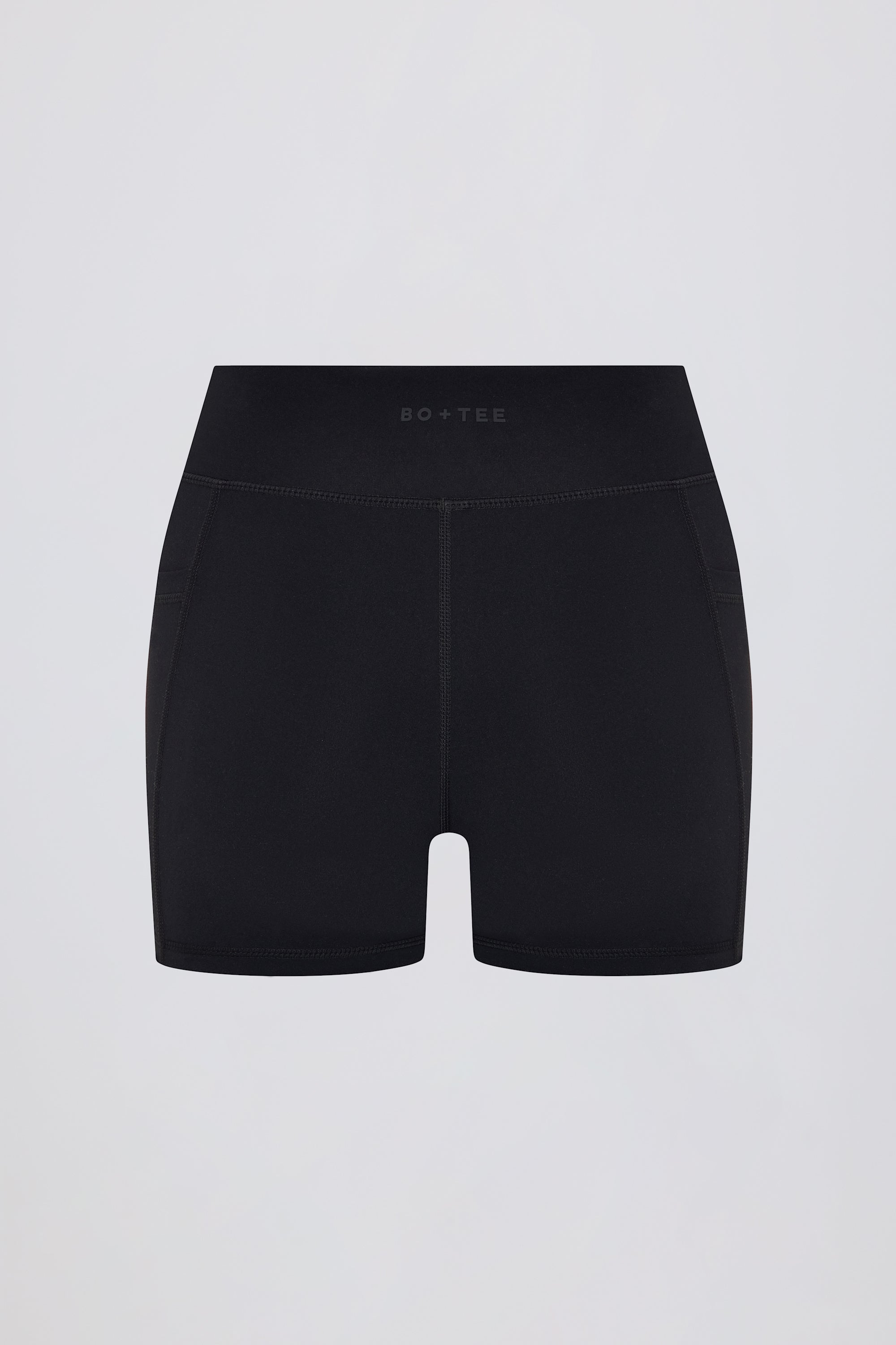 Soft Active V-Waist Pocket Mini Shorts in Black