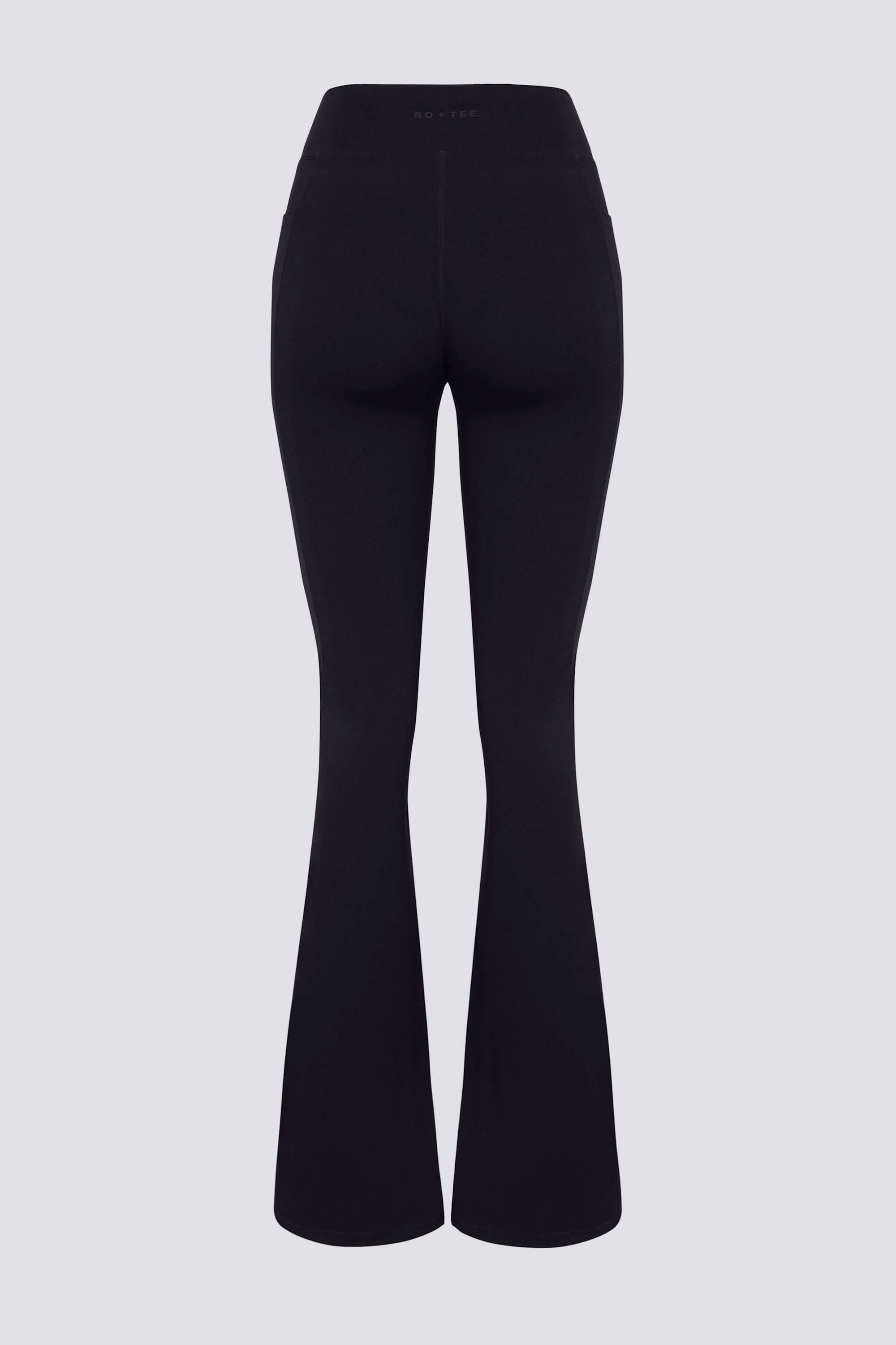 Soft Active V-Waist Pocket Flared Leggings in Black