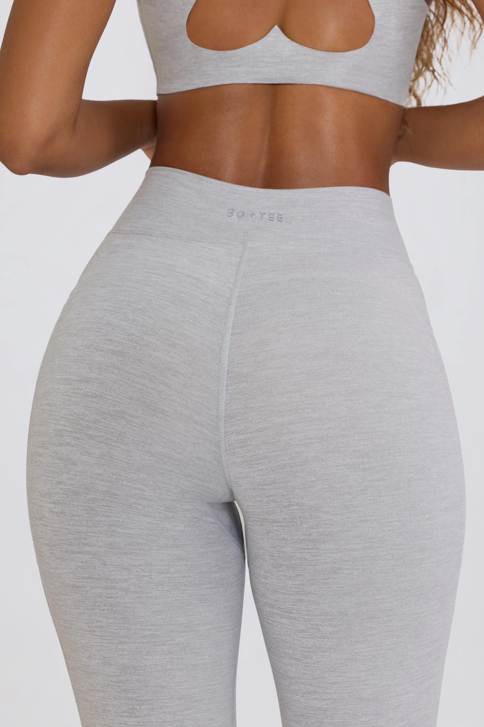 Soft Active V-Waist Pocket Flared Leggings in Grey