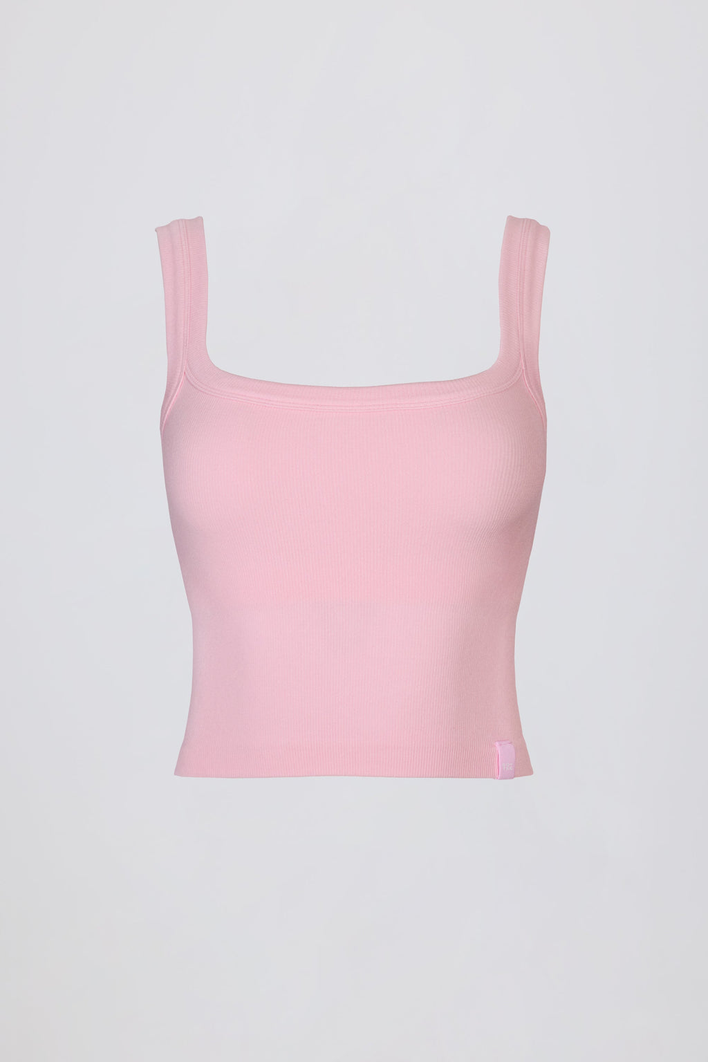 Seamless Soft Rib Square-Neck Tank Top in Powder Pink