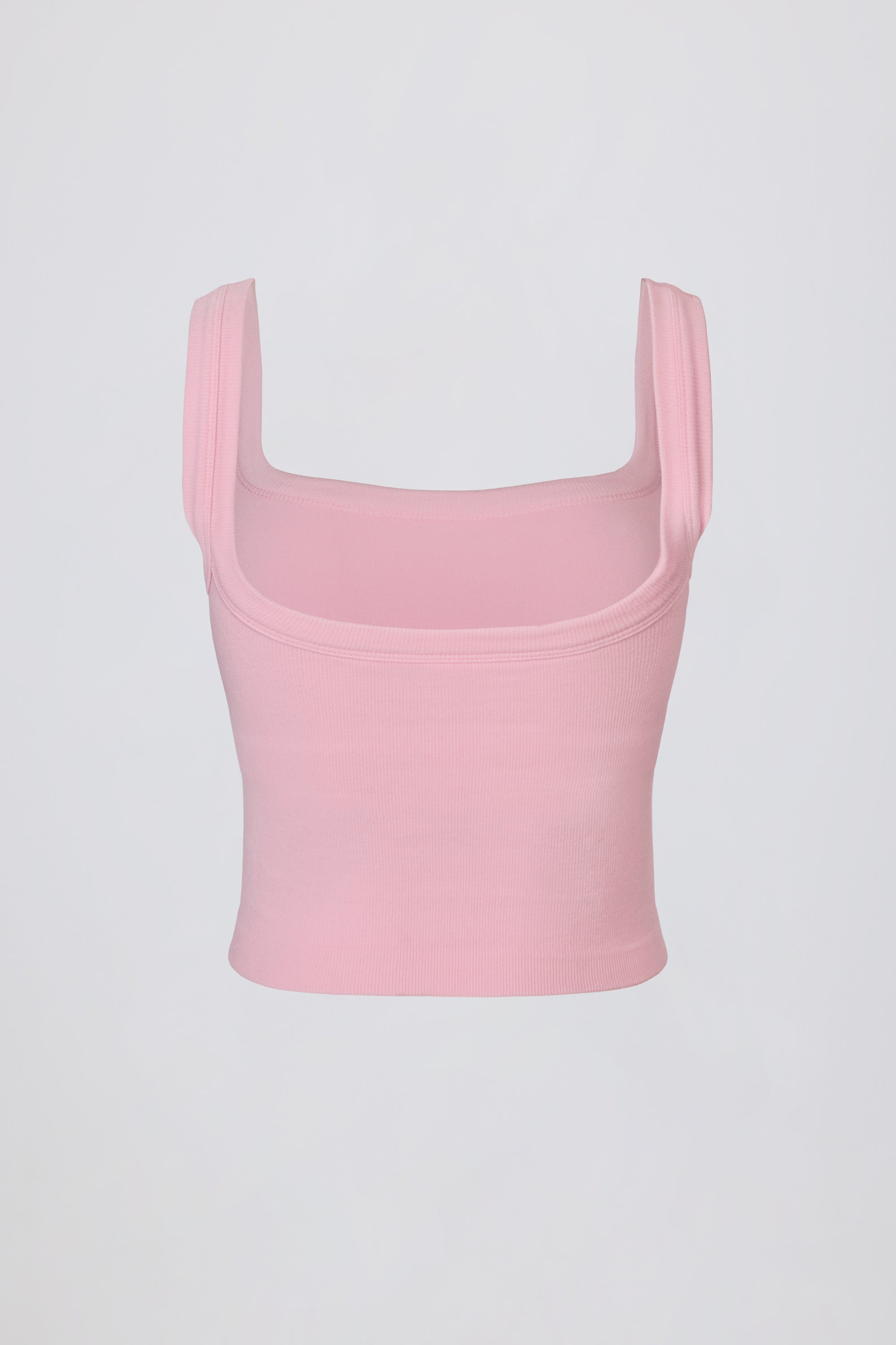 Seamless Soft Rib Square-Neck Tank Top in Powder Pink