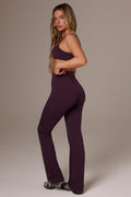 Soft Active Ruched Flared Trousers in Plum