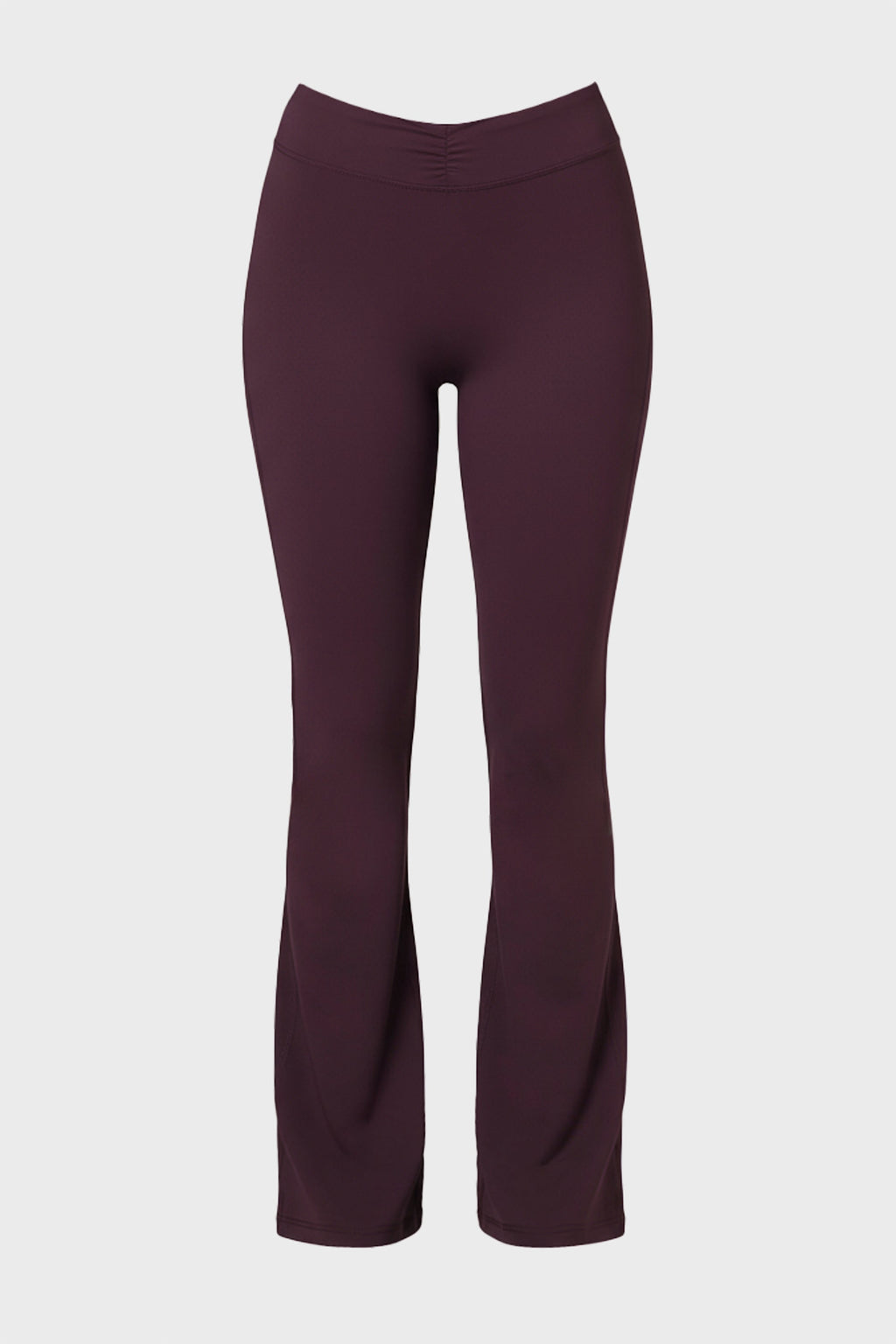 Soft Active Ruched Flared Trousers in Plum