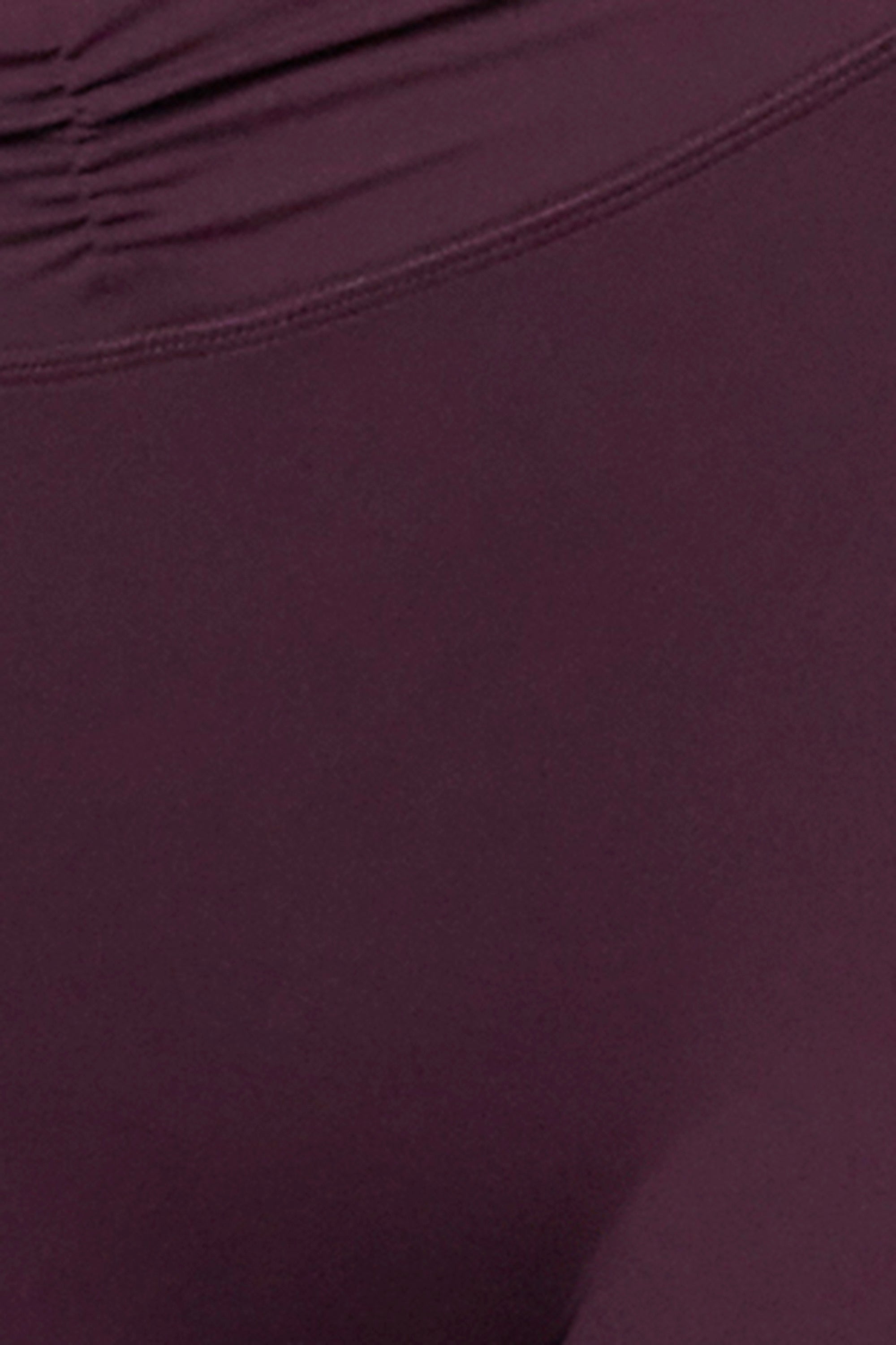 Soft Active Ruched Flared Trousers in Plum