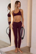 Soft Active V-Waist Leggings in Burgundy