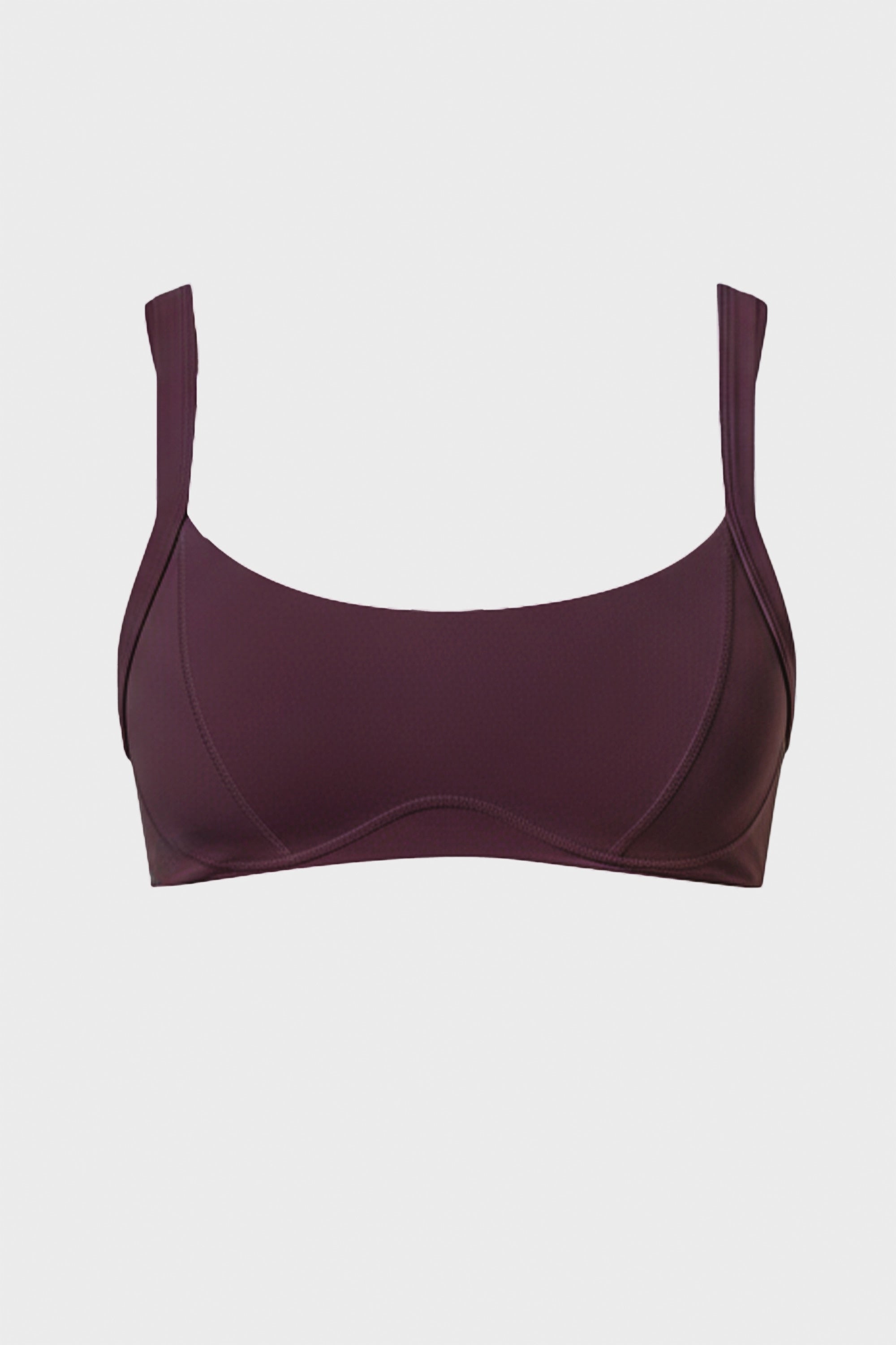 Soft Active Seam-Detail Sports Bra in Plum