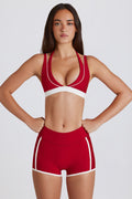 Soft Active Contrast Mini Shorts in Dark Red