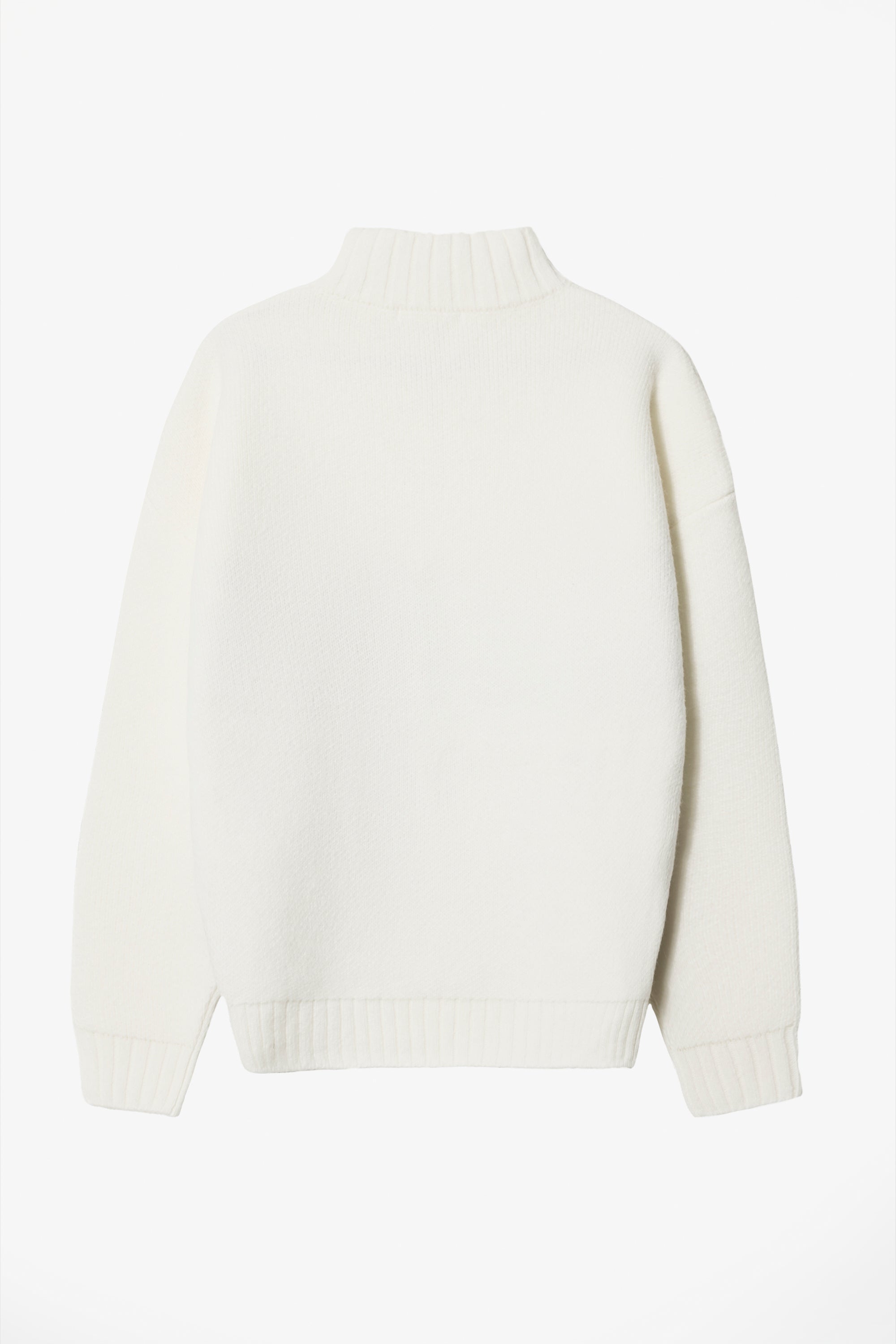 Knit Quarter-Zip Turtleneck Oversized Jumper in Burgundy