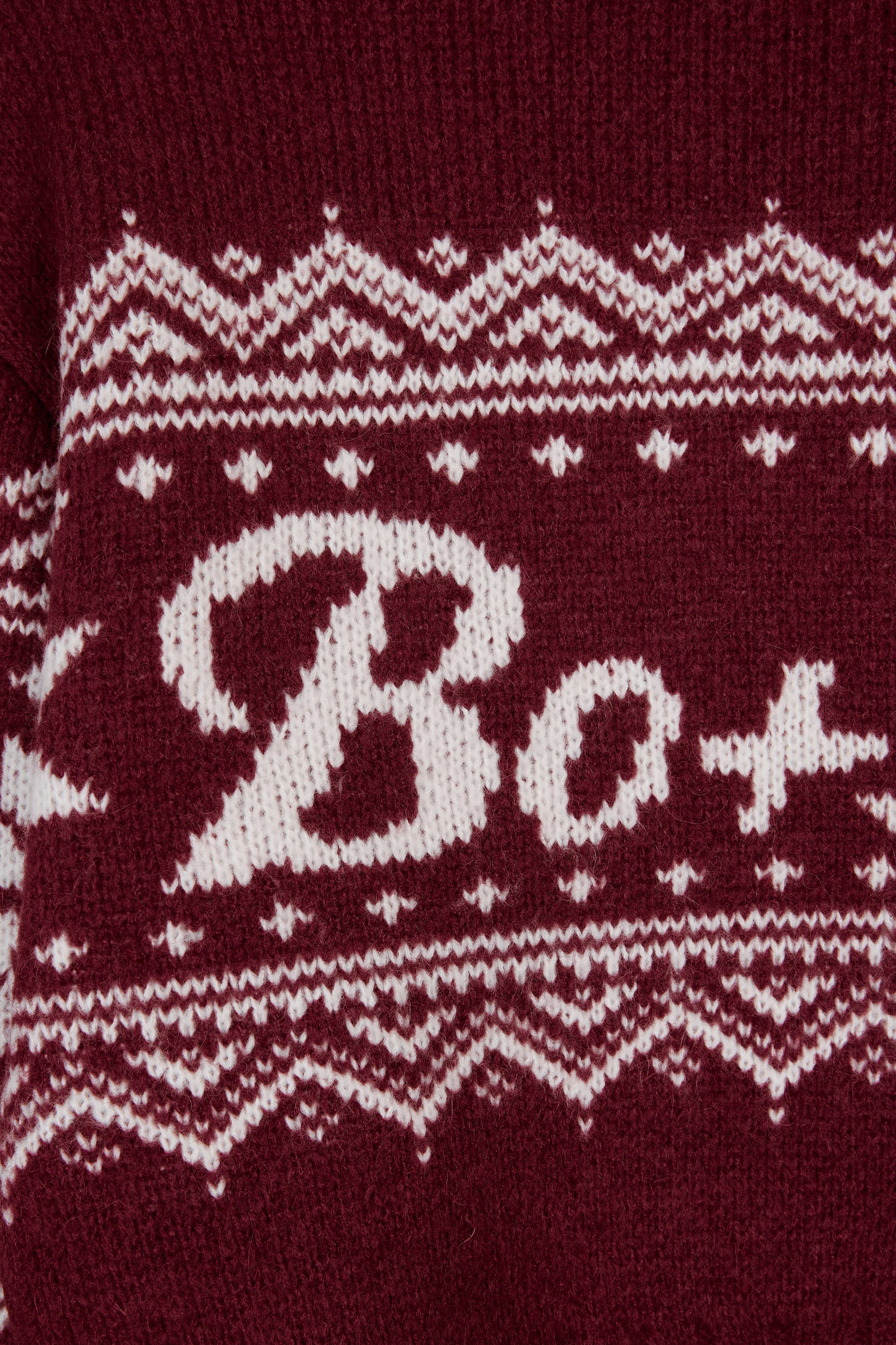 Jacquard-Knit Cropped Jumper in Crimson Red