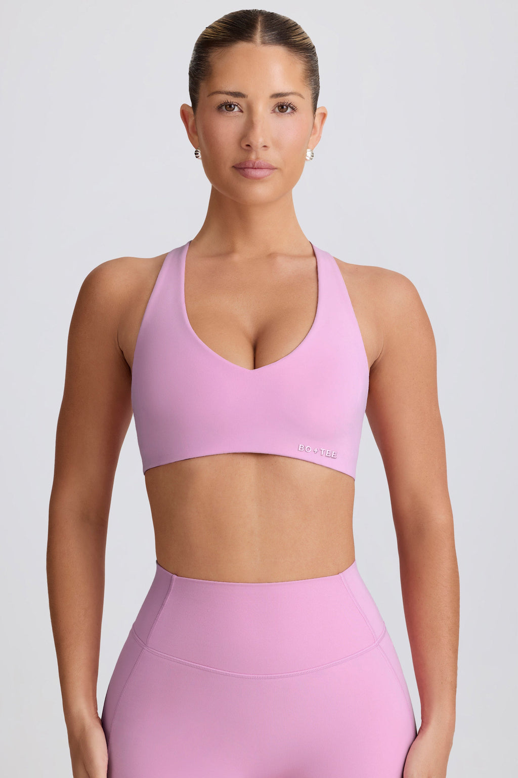 Soft Active V-Neck Sports Bra in Dusty Pink