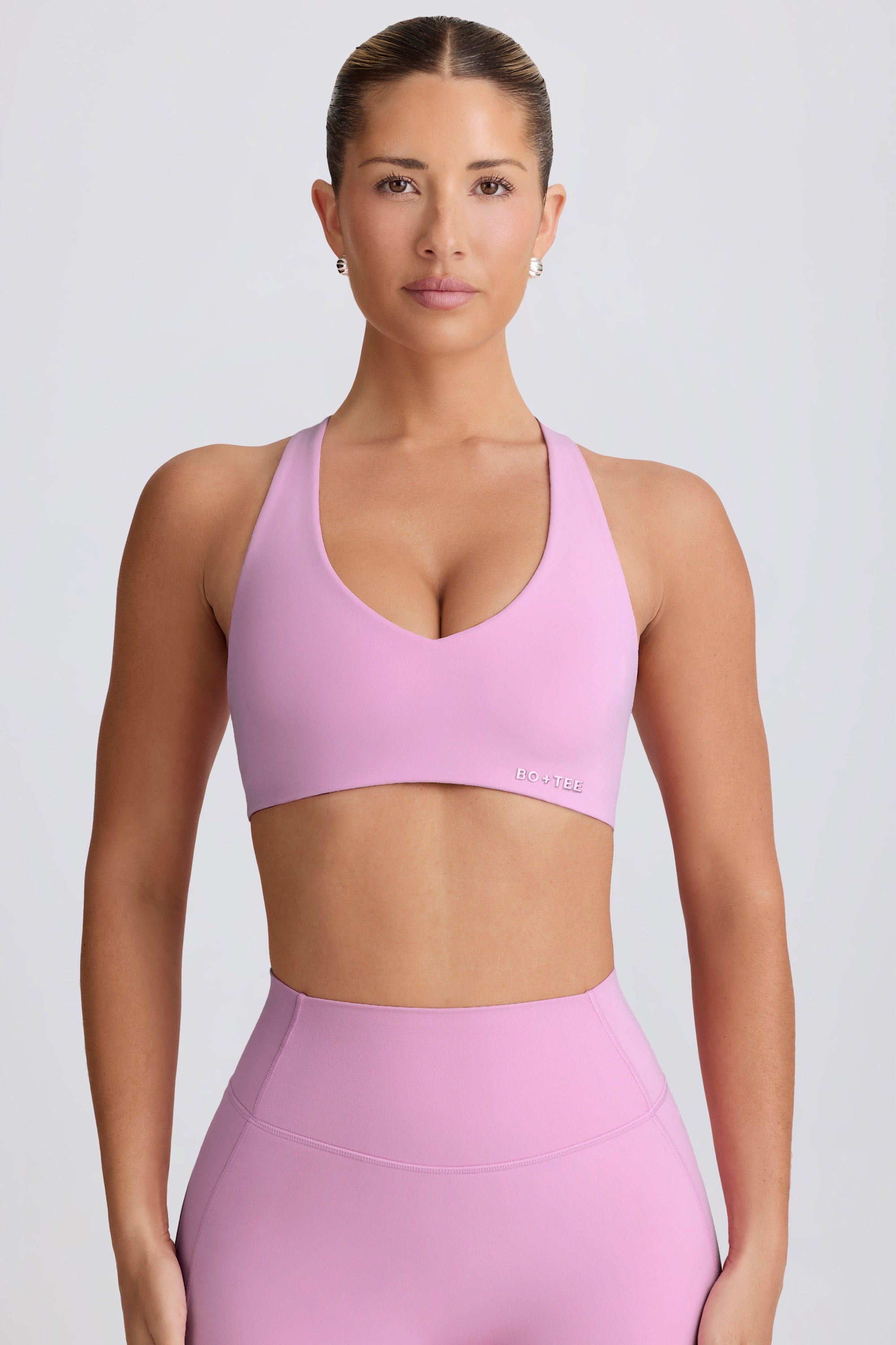 Soft Active V-Neck Sports Bra in Dusty Pink