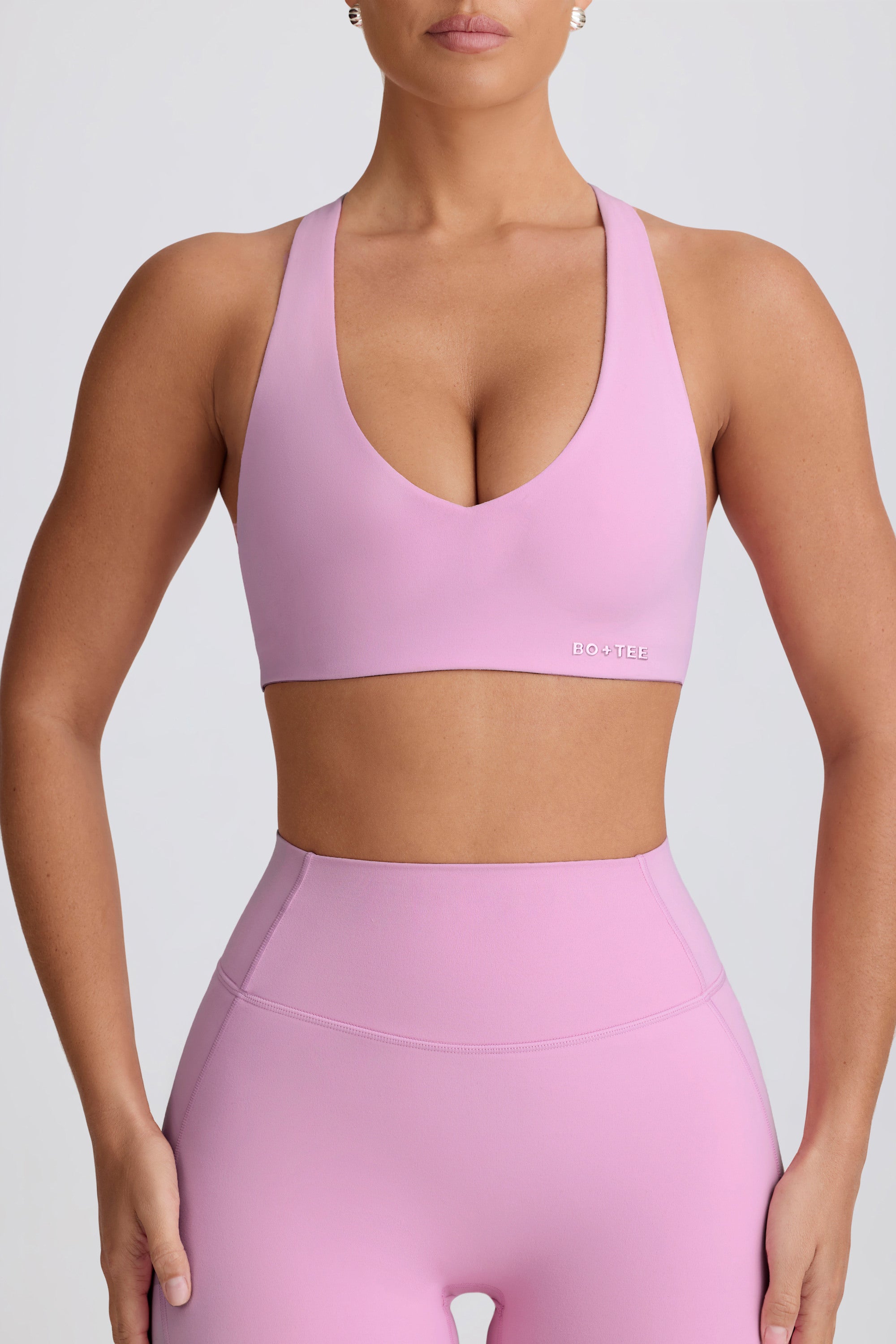 Soft Active V-Neck Sports Bra in Dusty Pink