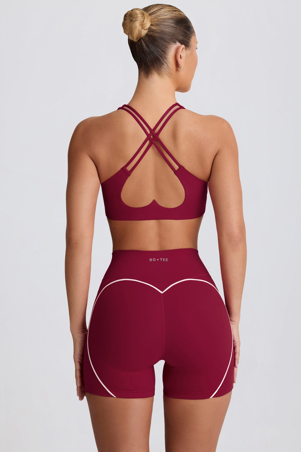 Soft Active V-Neck Sports Bra in Burgundy