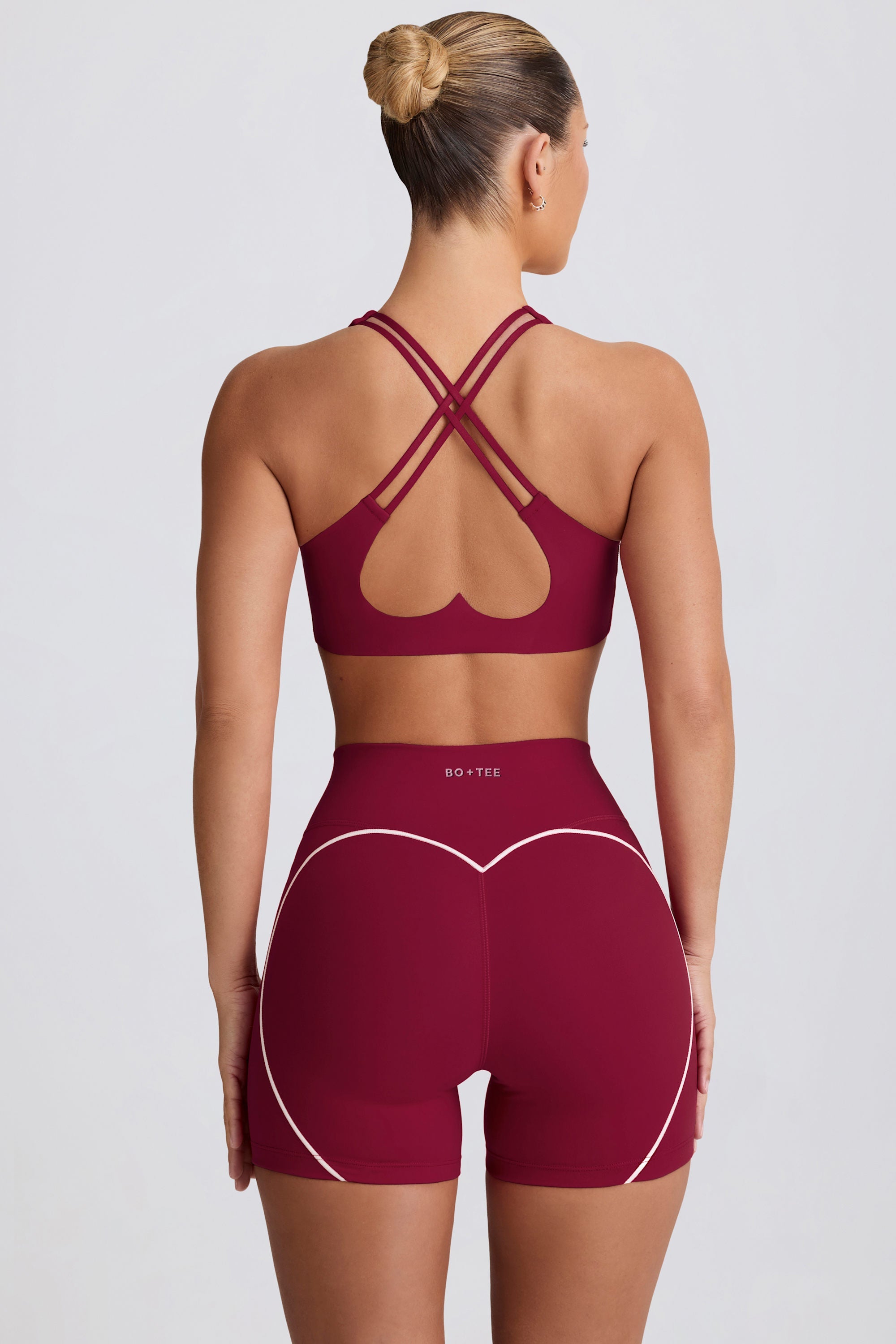 Soft Active V-Neck Sports Bra in Burgundy