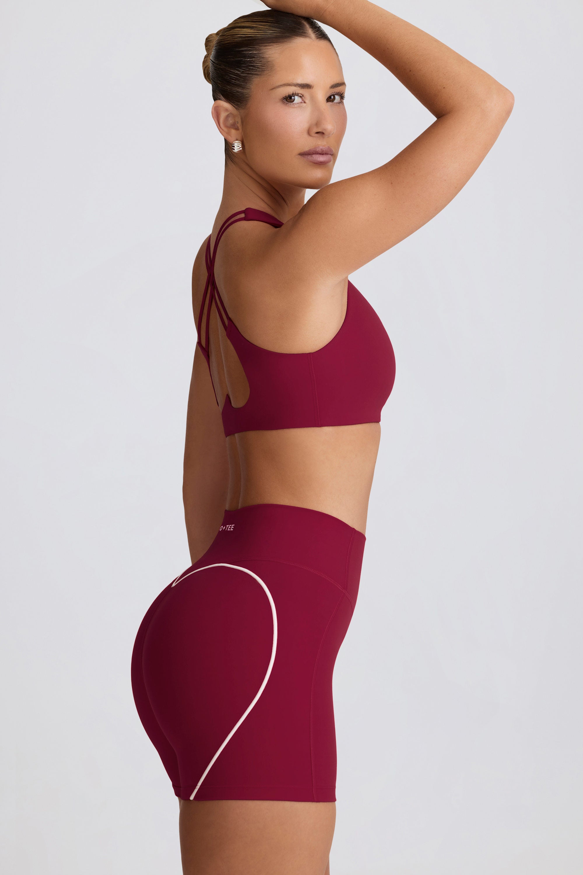 Soft Active V-Neck Sports Bra in Burgundy
