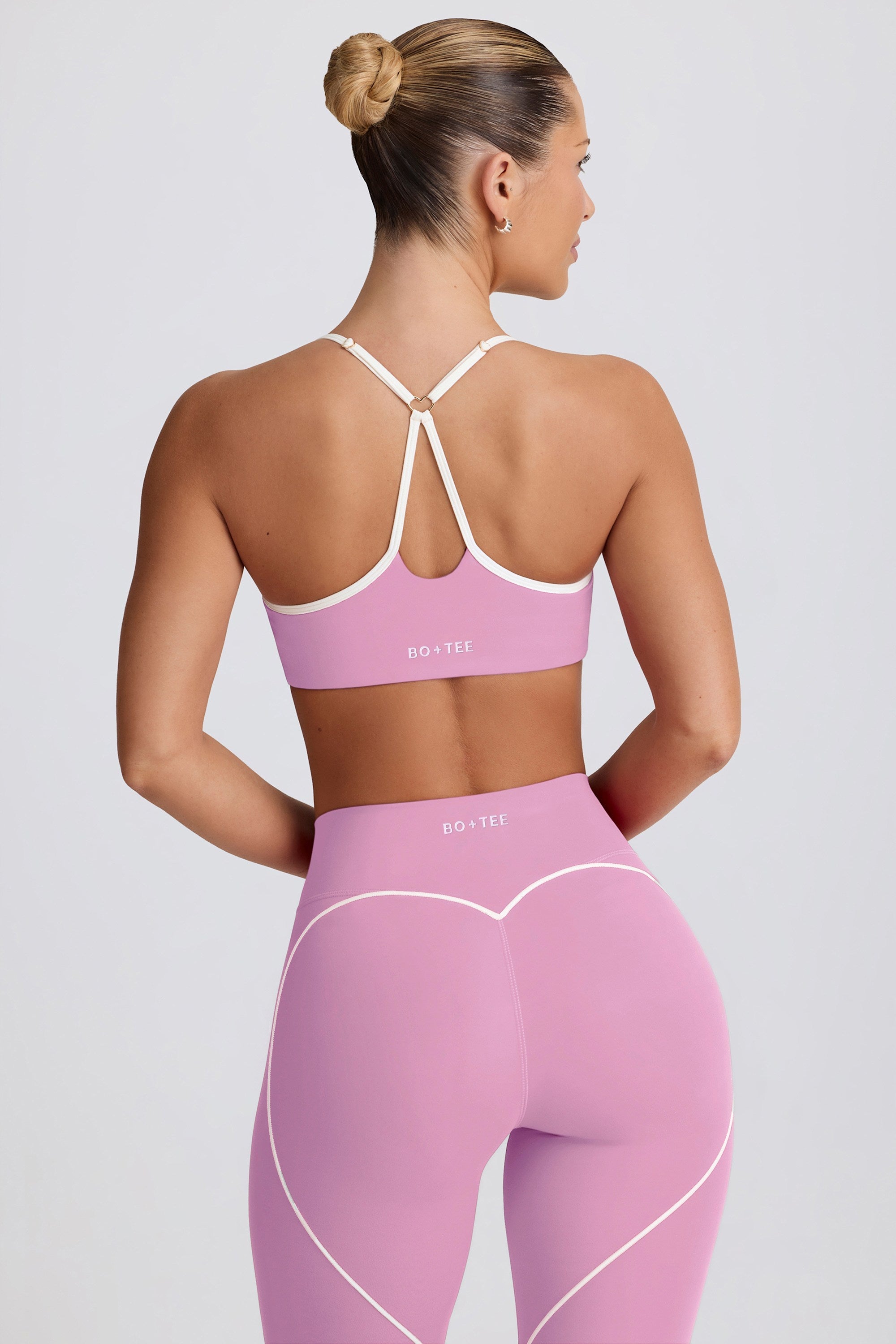 Soft Active Sweetheart-Neck Sports Bra in Dusty Pink