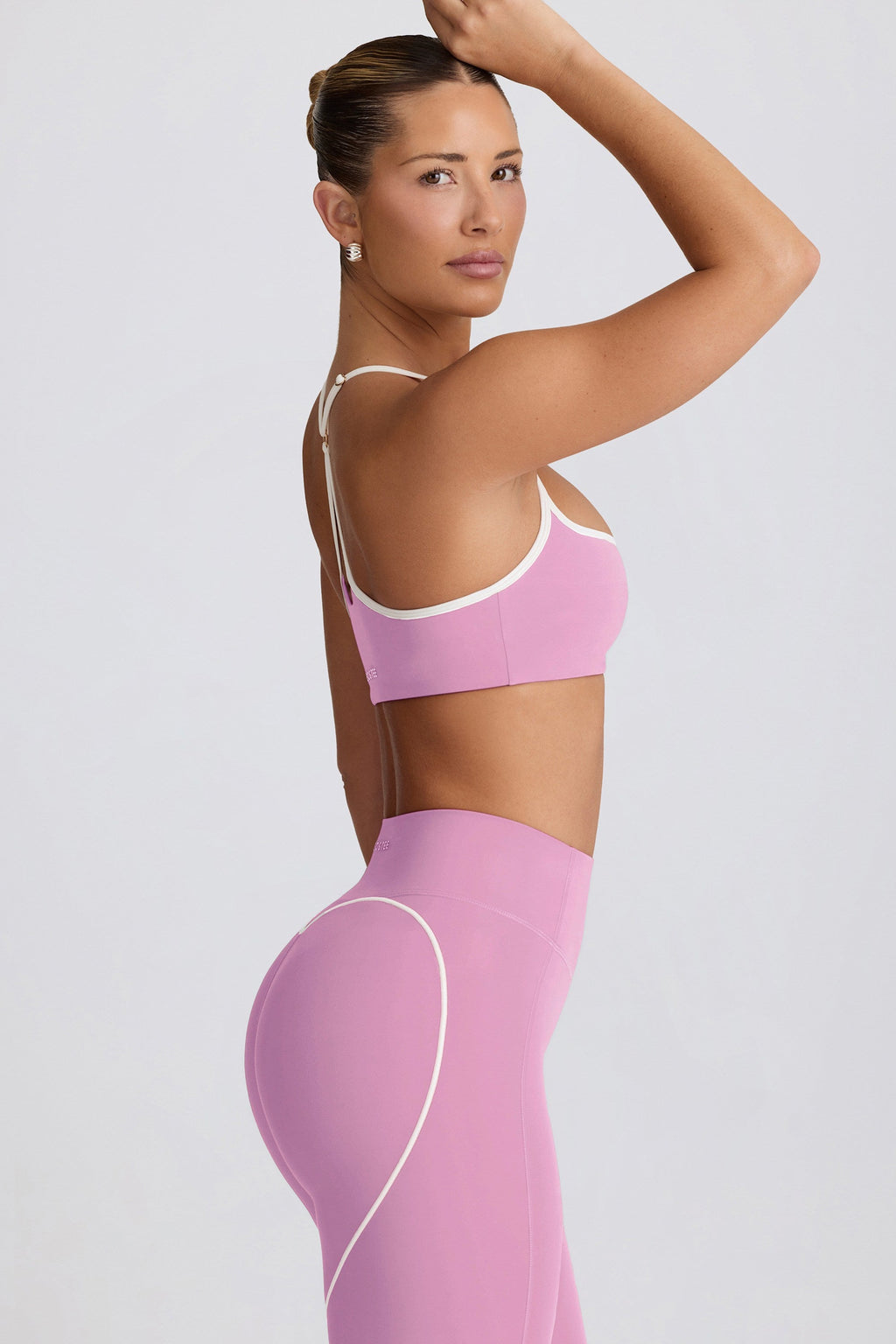 Soft Active Sweetheart-Neck Sports Bra in Dusty Pink