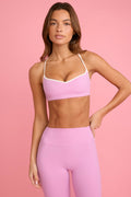 Soft Active Sweetheart-Neck Sports Bra in Dusty Pink