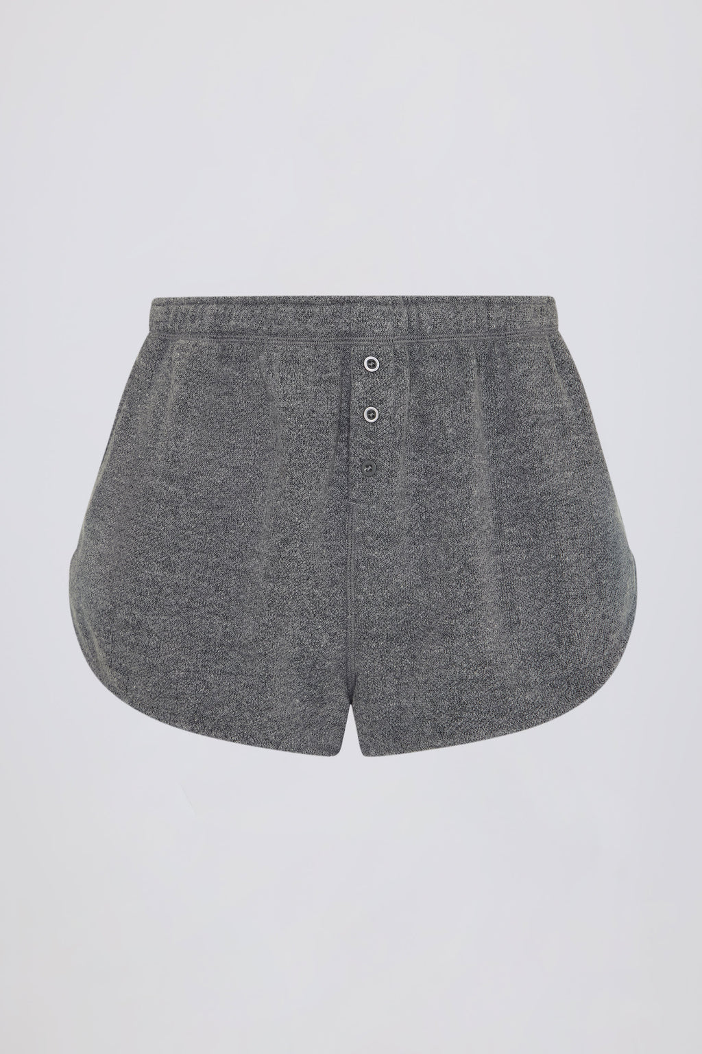 Button-Detail Mid-Rise Shorts in Dark Grey