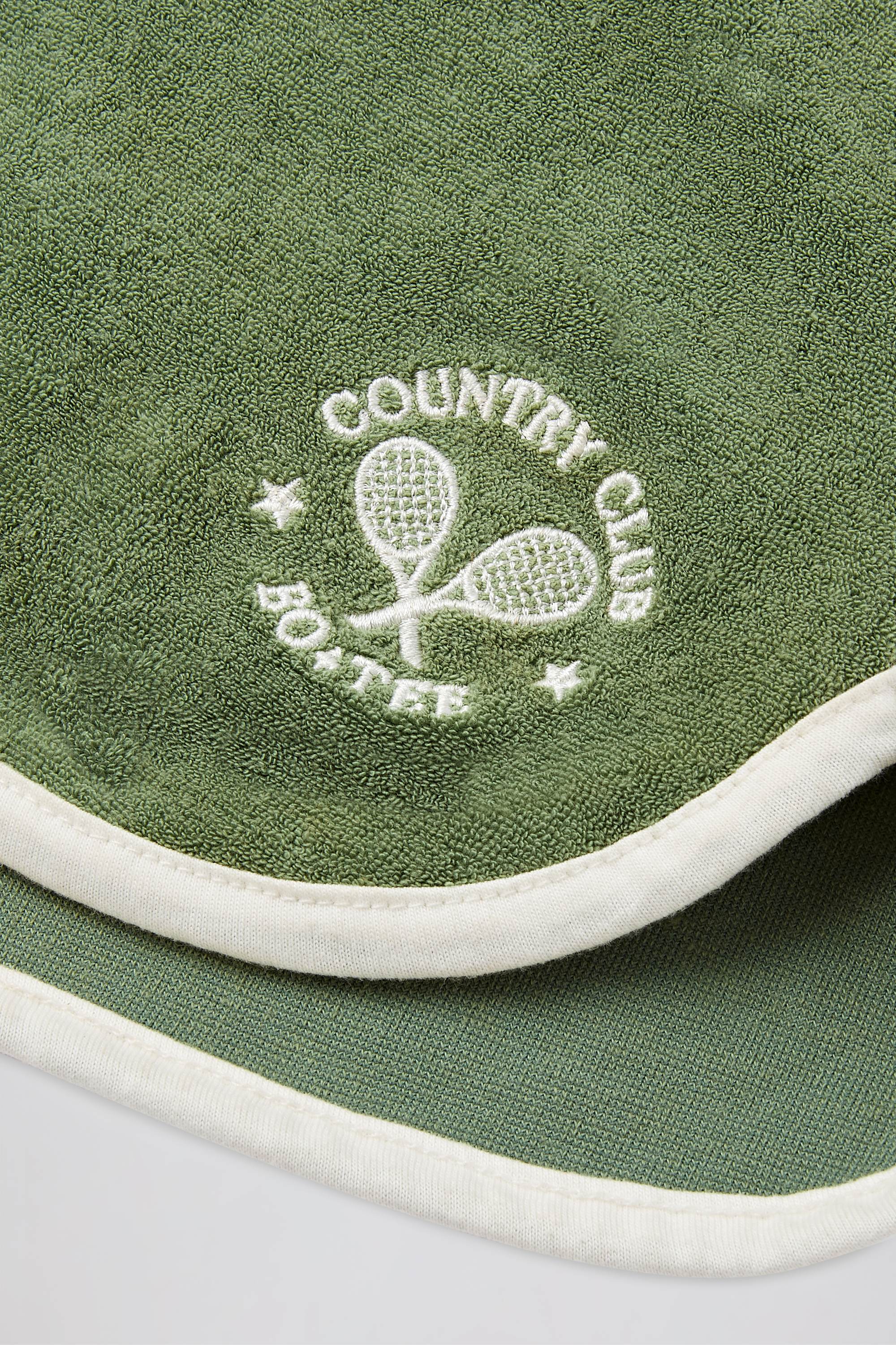 Terry Towelling Mid-Rise Shorts in Green