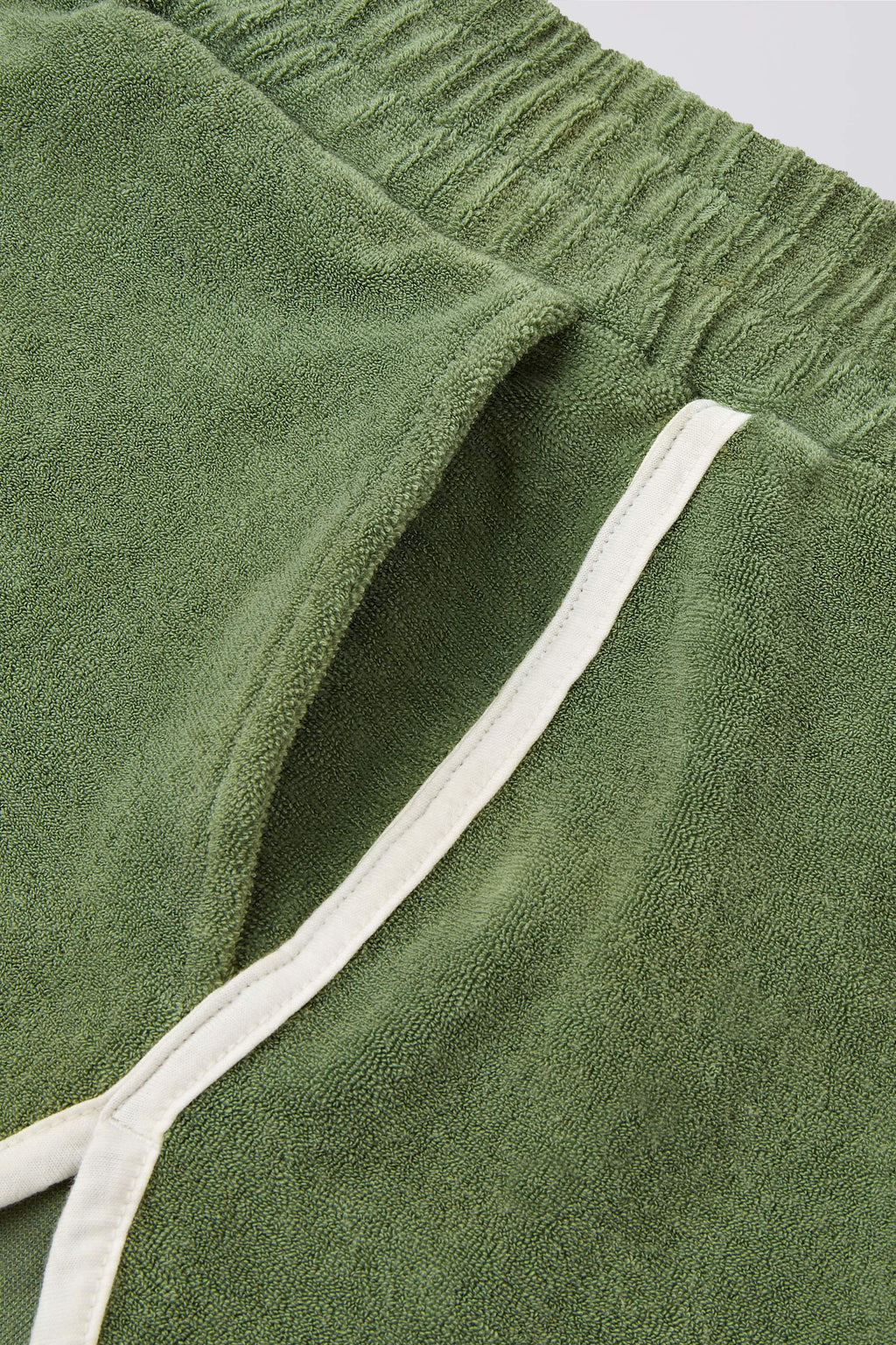 Terry Towelling Mid-Rise Shorts in Green