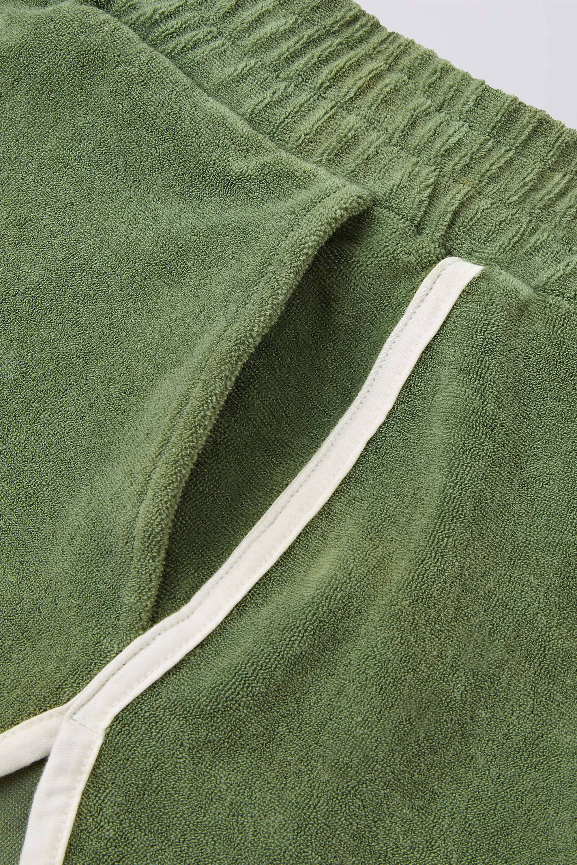 Terry Towelling Mid-Rise Shorts in Green