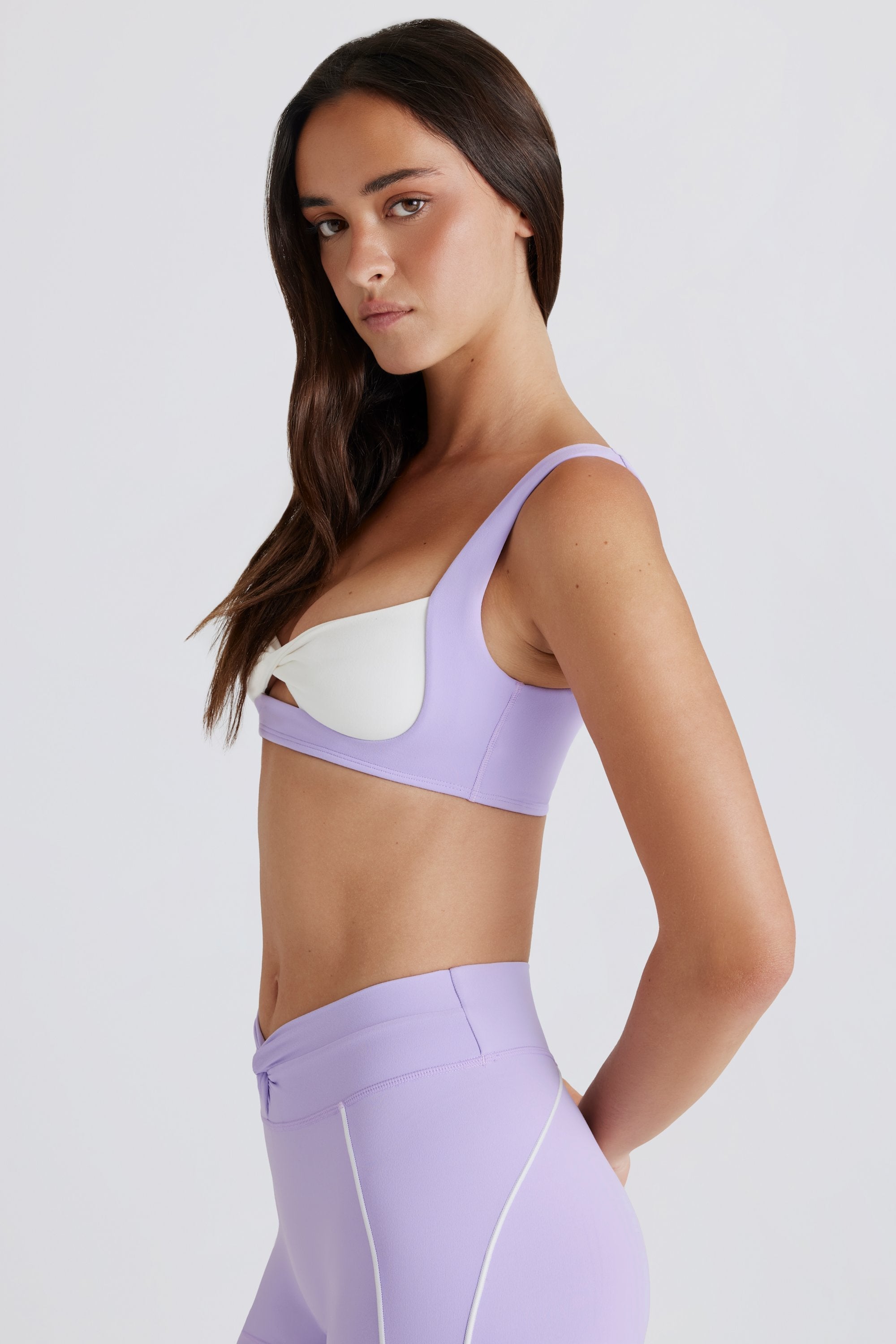 Soft Active Twist-Front Sports Bra in Lilac