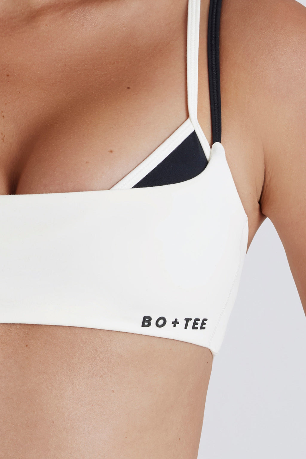 Soft Active Twist-Back Layered Sports Bra in Ivory