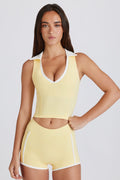 Soft Active Polo Crop Top in Lemon