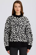 Jacquard-Knit Oversized Jumper in Black