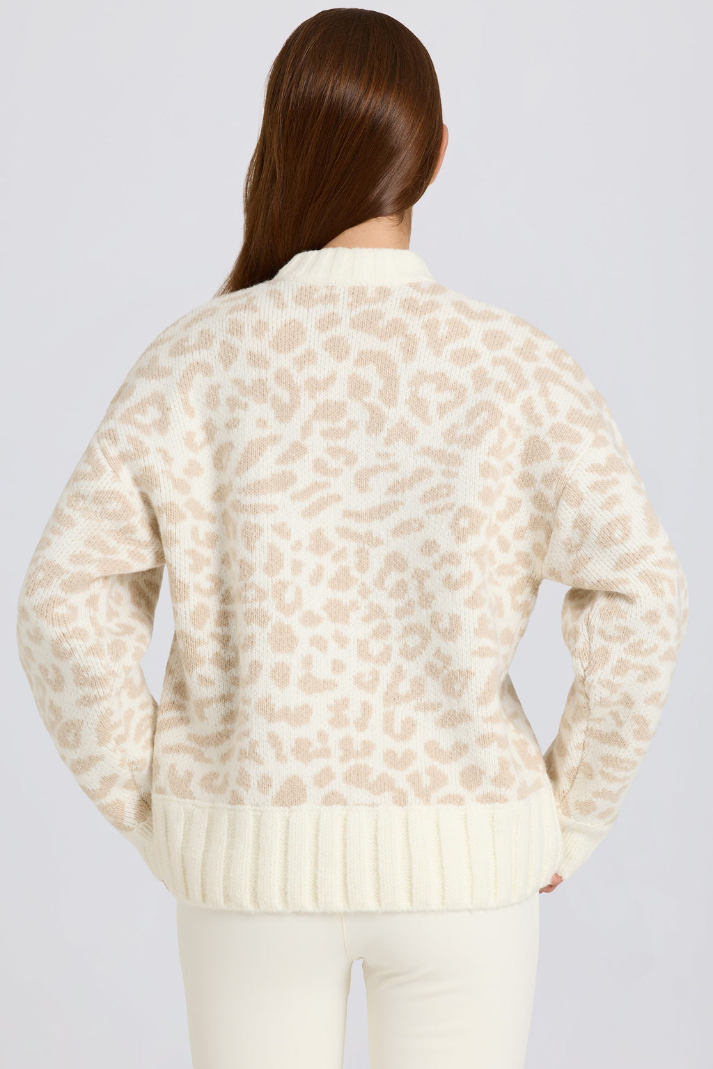 Jacquard-Knit Oversized Jumper in Ice