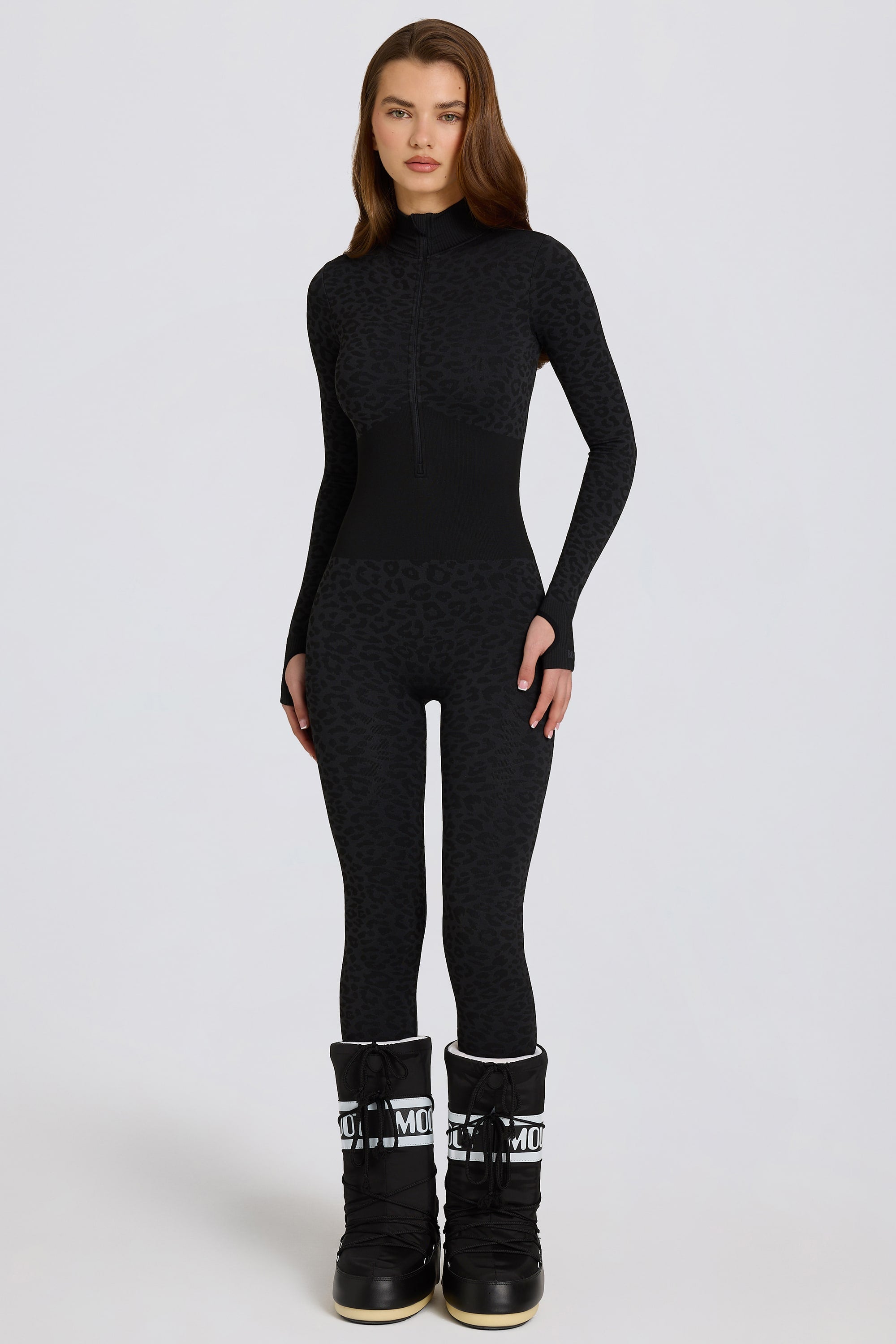 Thermal Base-Layer Jumpsuit in Black Leopard