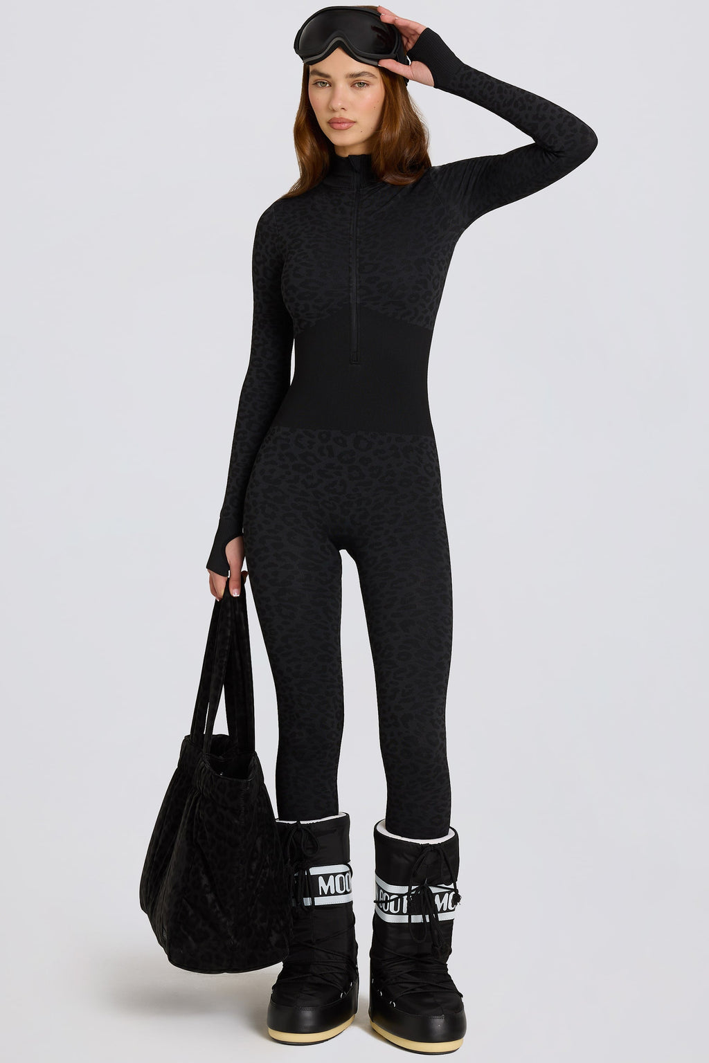 Thermal Base-Layer Jumpsuit in Black Leopard