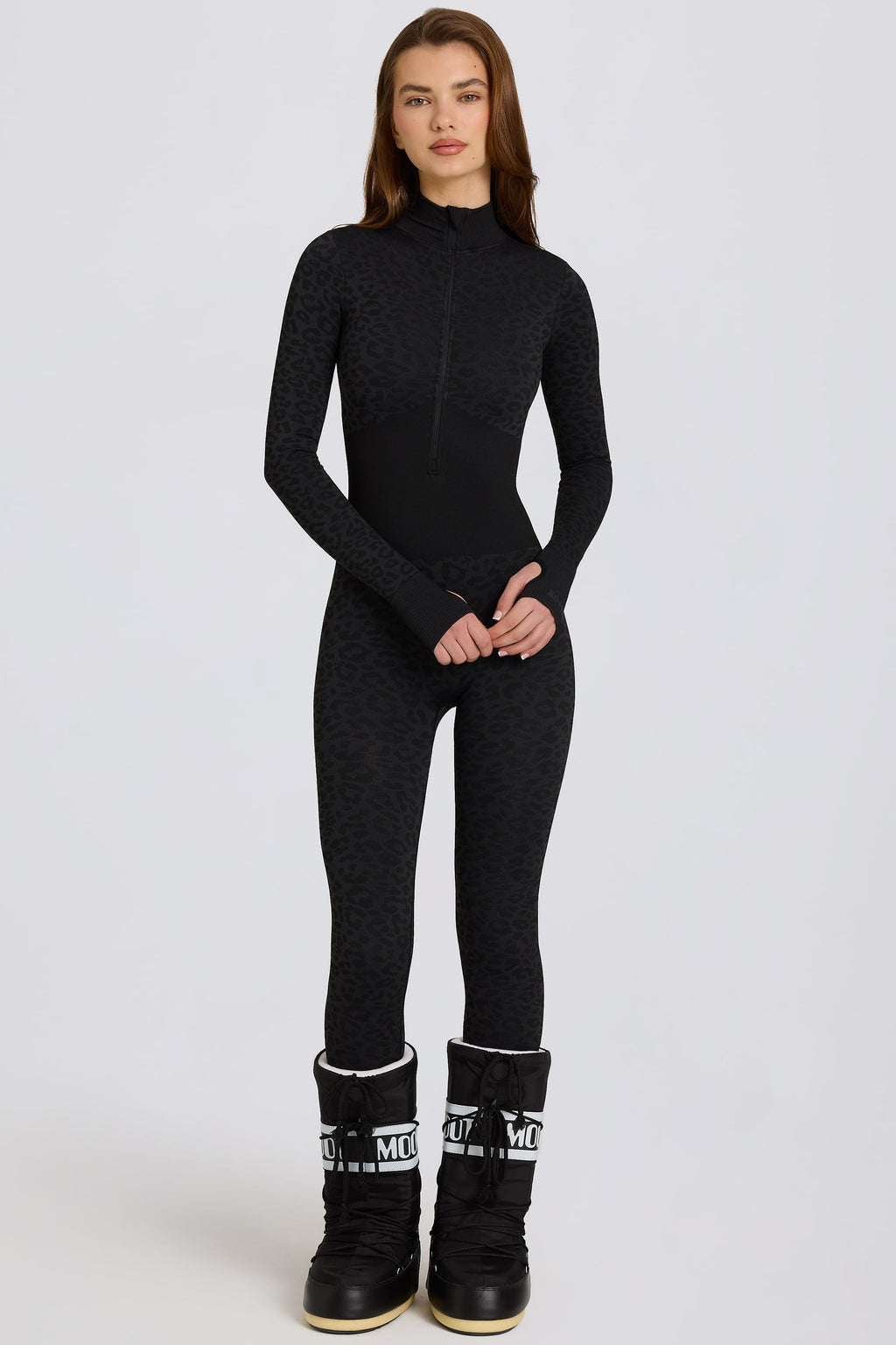 Thermal Base-Layer Jumpsuit in Black Leopard