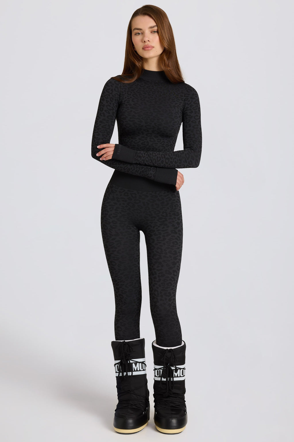 Thermal Base-Layer Leggings in Black Leopard