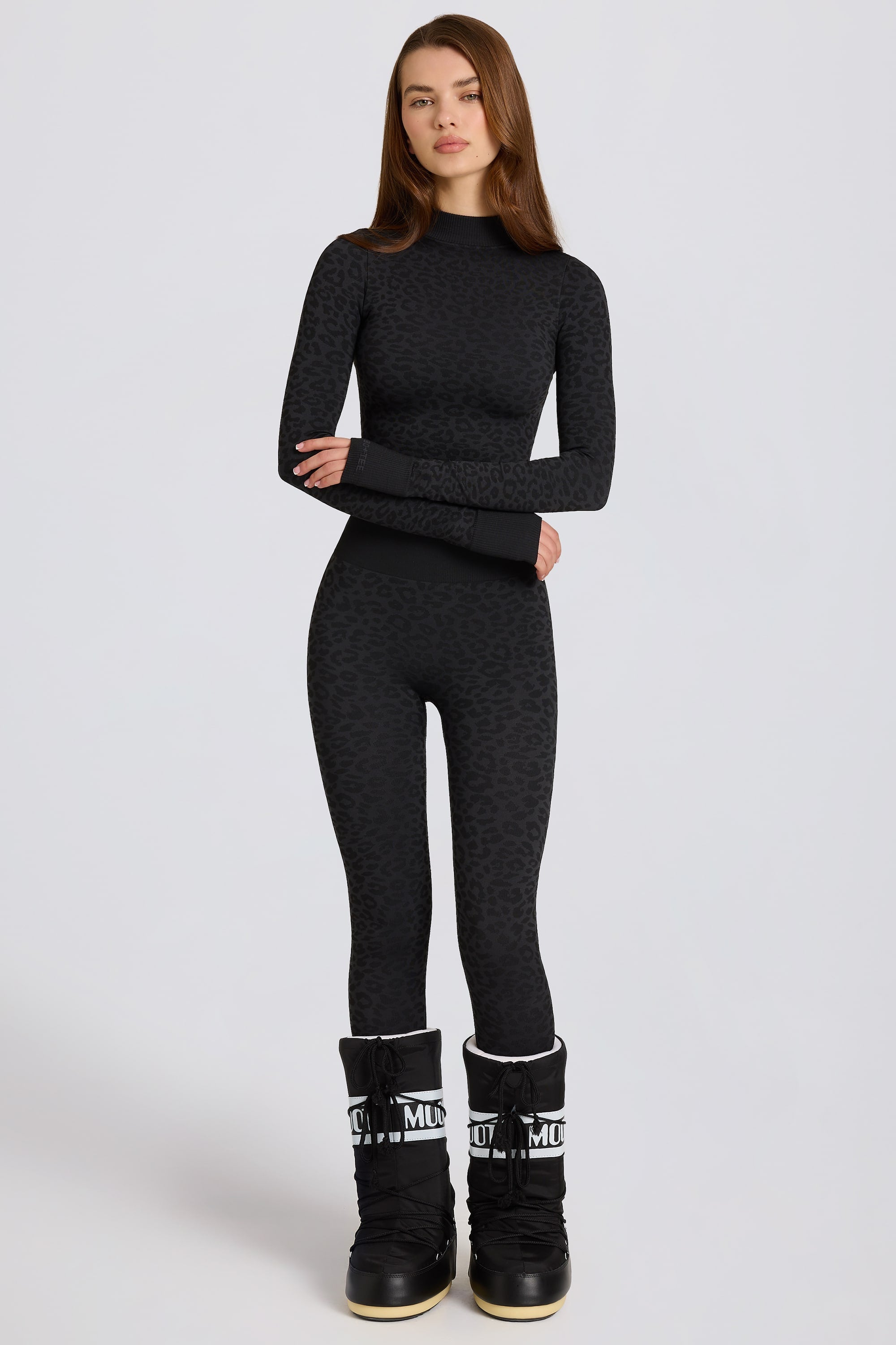 Thermal Base-Layer Leggings in Black Leopard