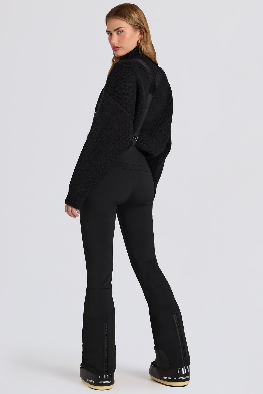 Waterproof High-Rise Salopettes with Suspenders in Black