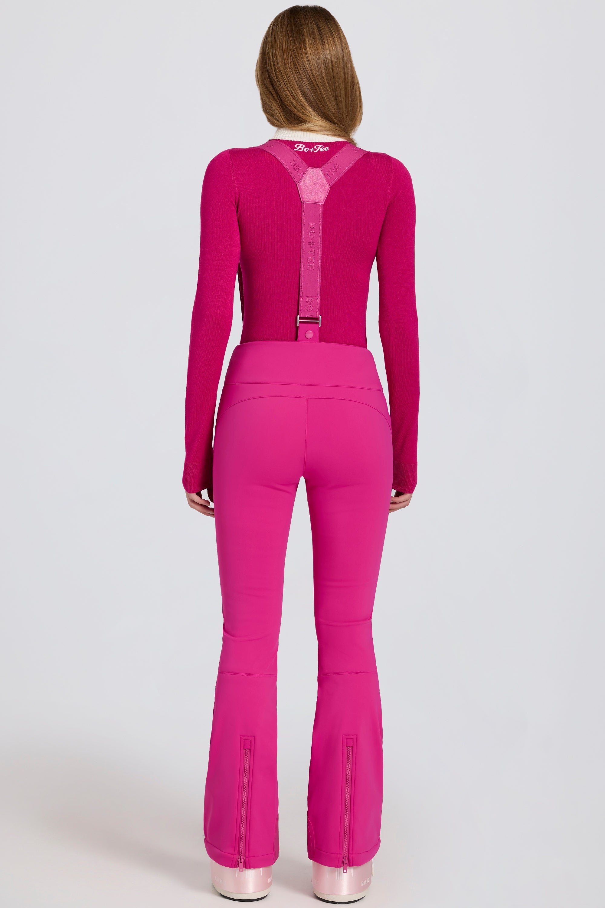 Waterproof High-Rise Salopettes with Suspenders in Magenta Pink