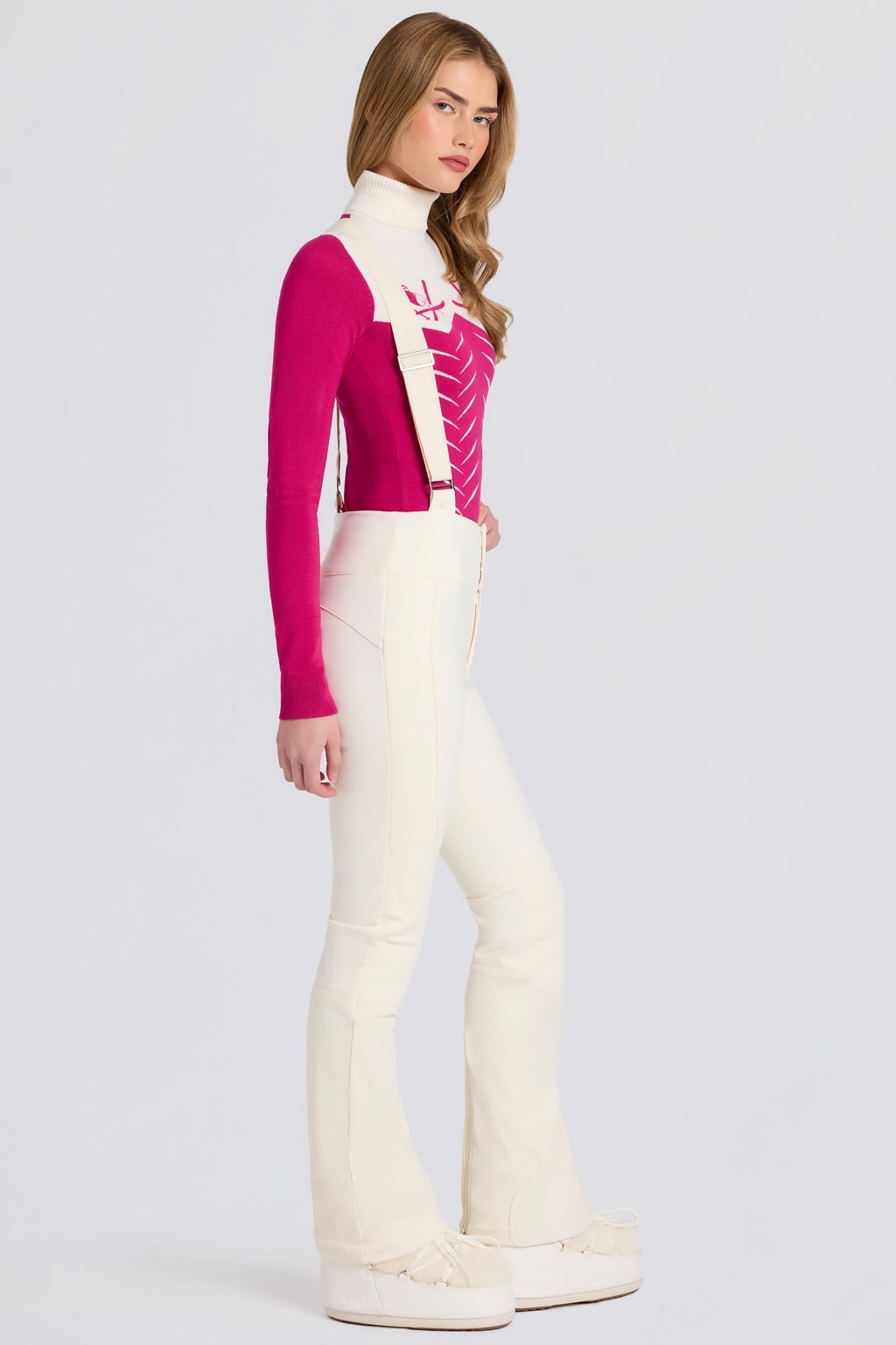 Waterproof High-Rise Salopettes with Suspenders in Ice