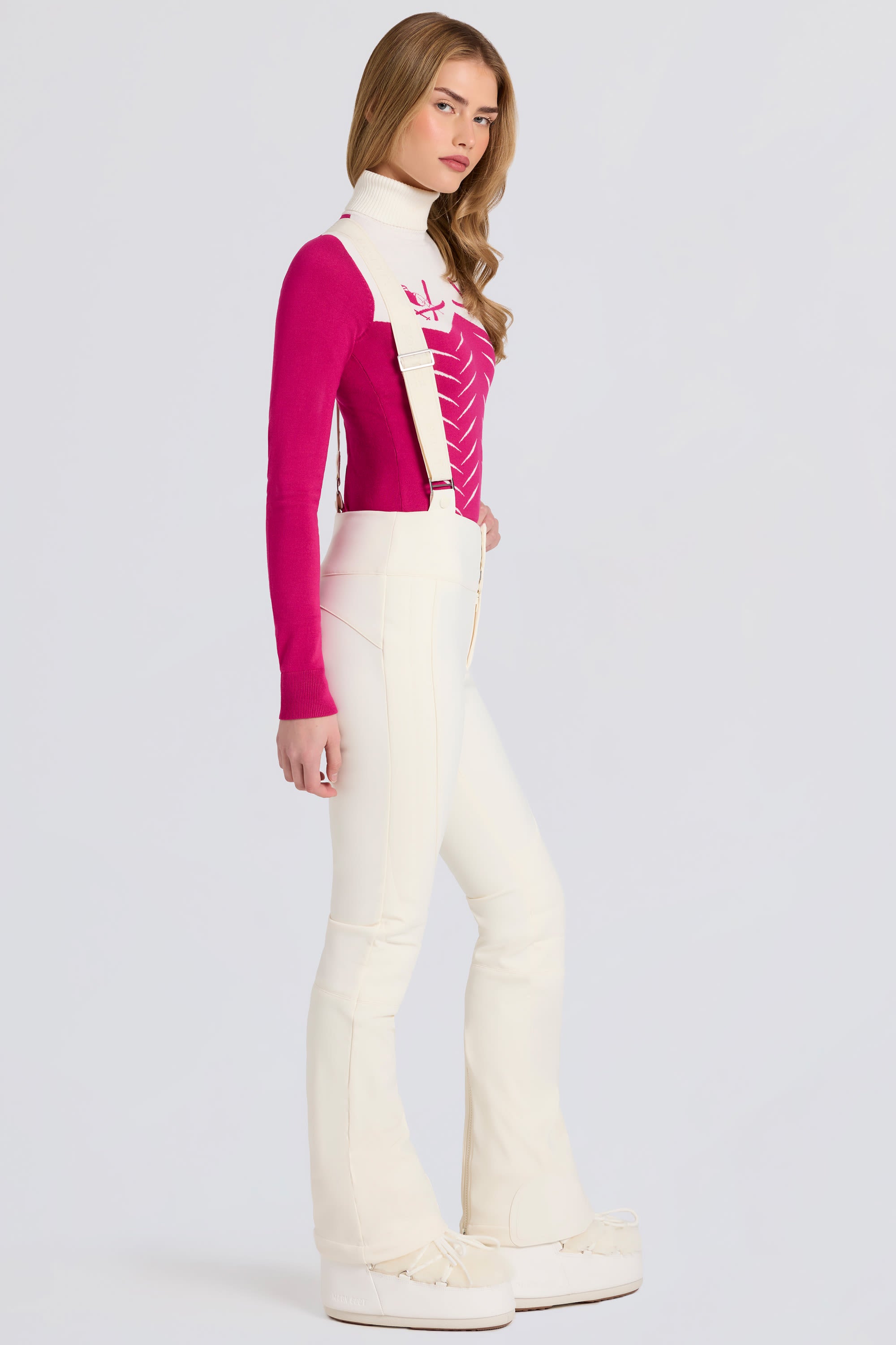 Waterproof High-Rise Salopettes with Suspenders in Ice