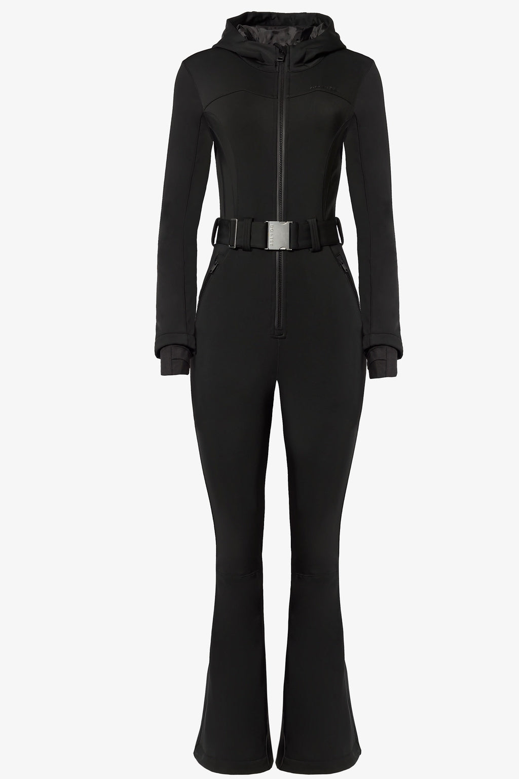 Waterproof Hooded Fitted Ski Suit in Black