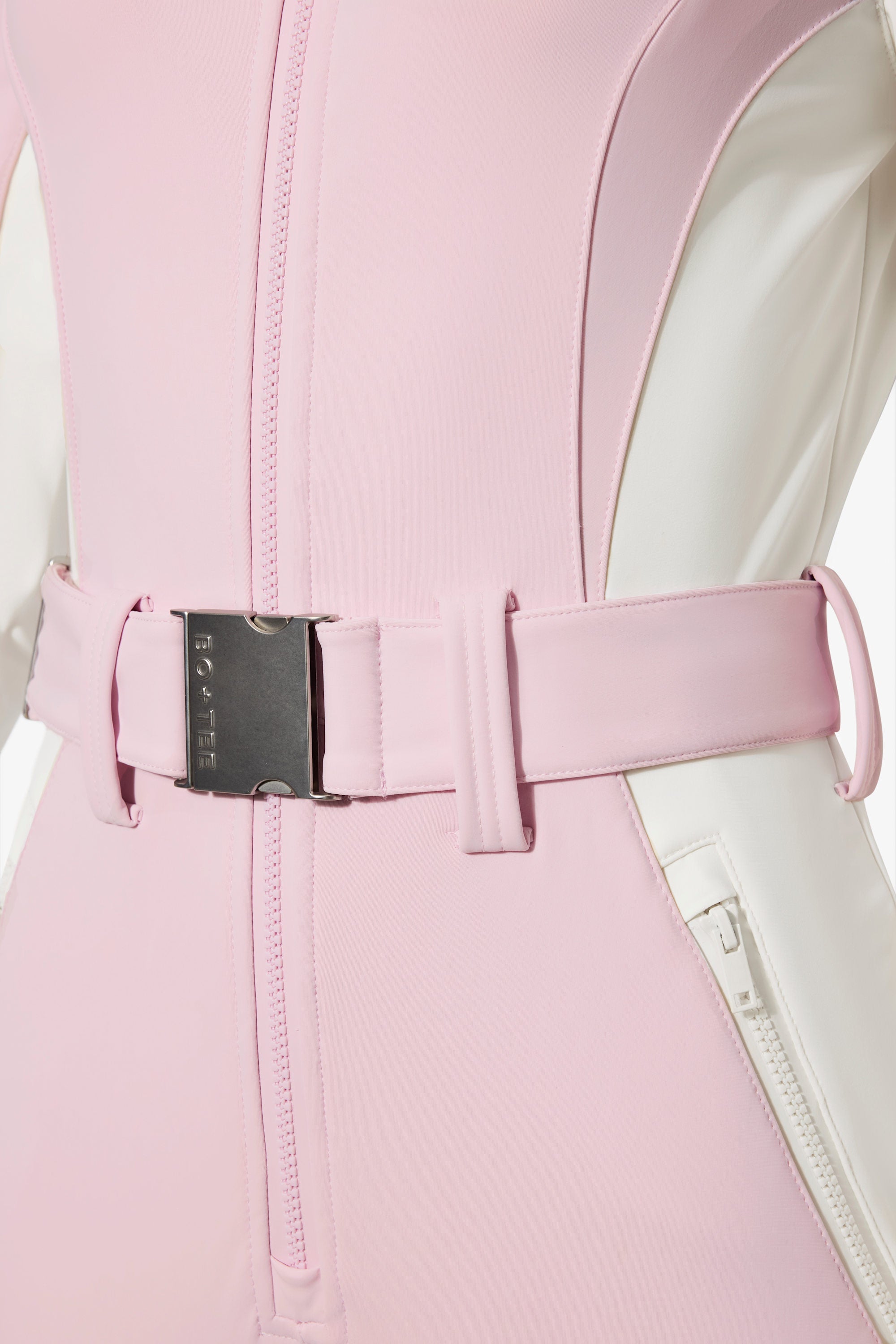 Waterproof Hooded Fitted Ski Suit in Powder Pink