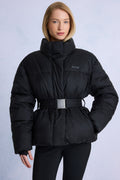 Waterproof Belted Oversized Ski Jacket in Black