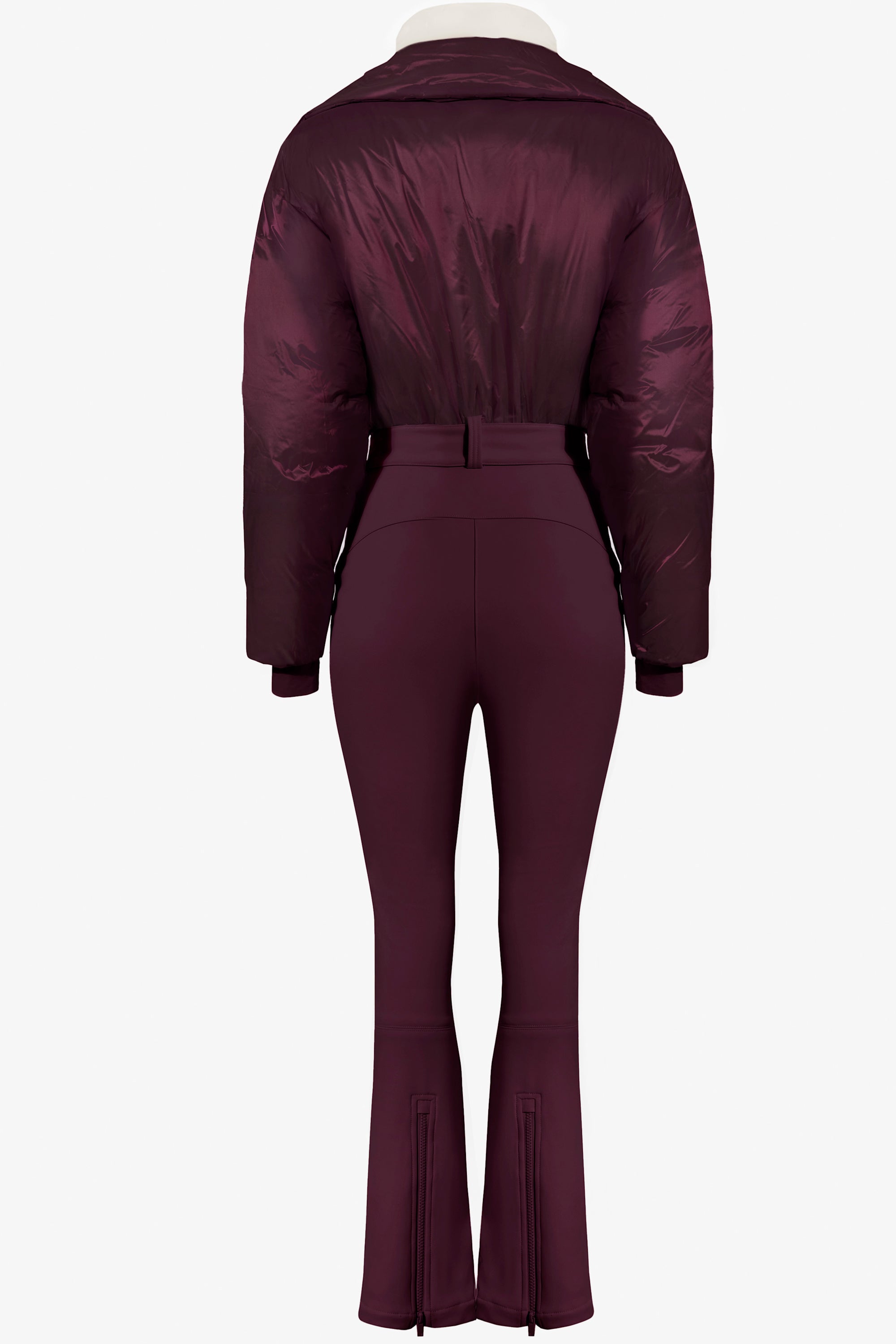 Waterproof Belted Layered Ski Suit in Burgundy