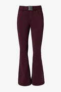 Waterproof Belted Ski Salopettes in Burgundy